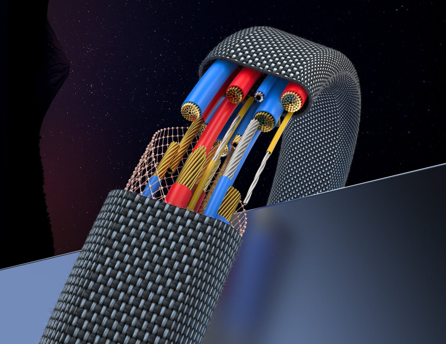 كابل شحن سريع Stellar 4 في 1 من Vyvylabs بقوة 240 واط - USB وType-C إلى C + Lightning (VCXQ-DGY)