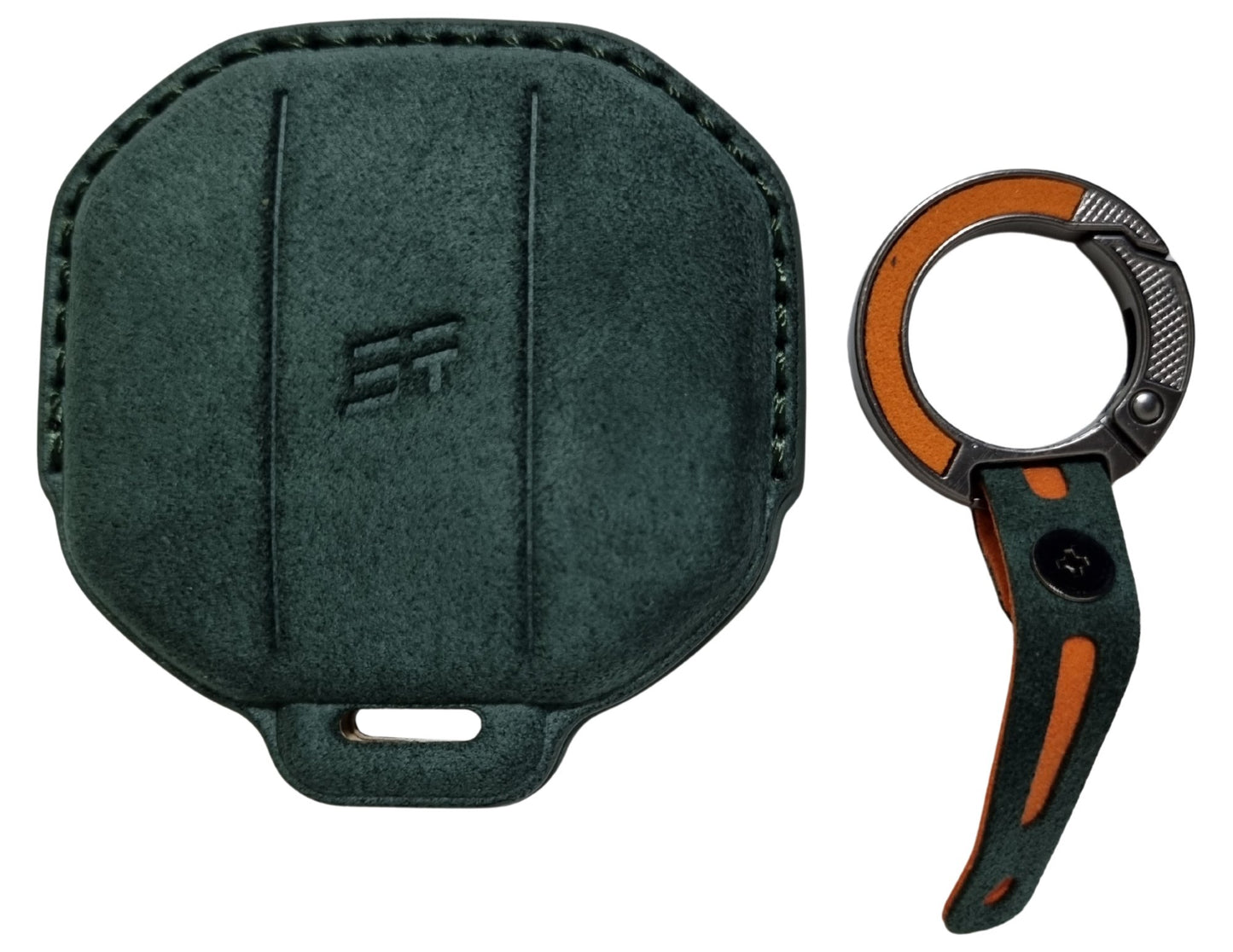 Green Jetour Hybrid Car Key Cover – Alcantara / Leather Finish on a white background