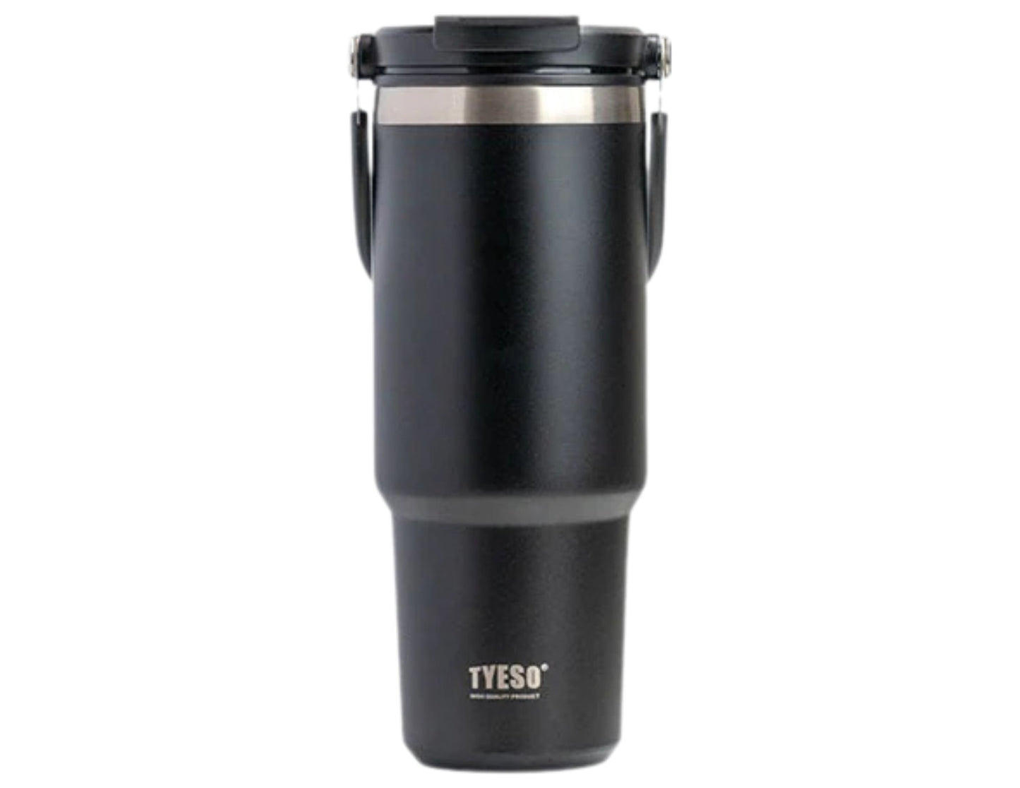 Black Tyeso TS-8828 Vacuum Insulated Tumbler 900ML – With Handle & Straw Lid on a white background