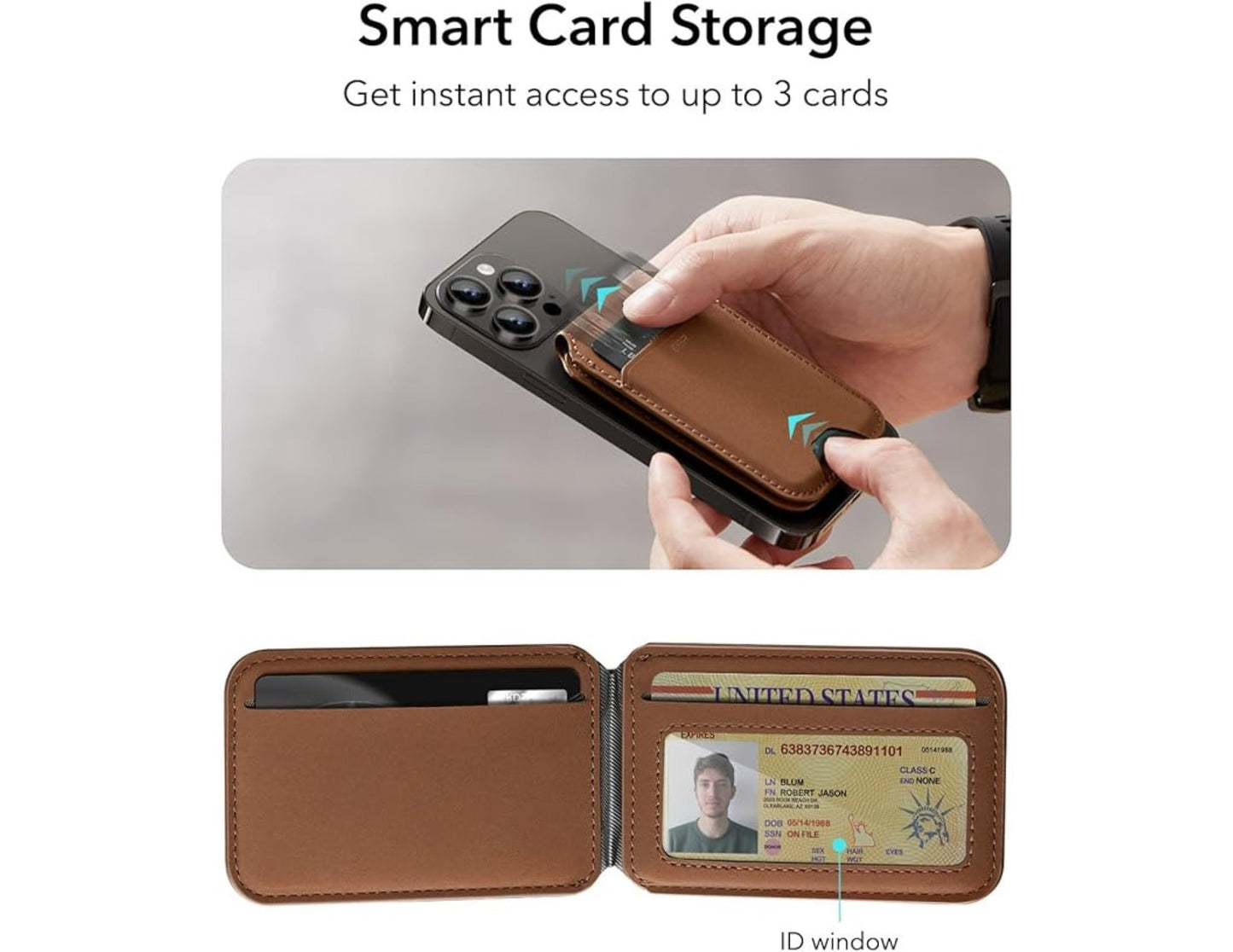 ESR HaloLock Vegan Leather Wallet Stand