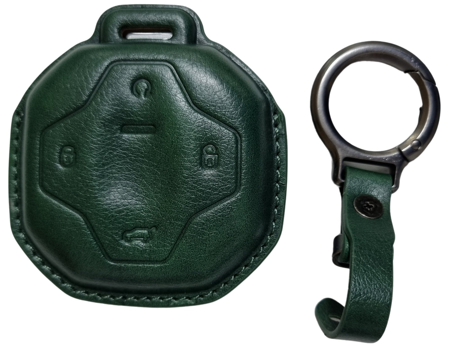 Jetour T2 Car Key Cover – Alcantara / Leather Finish with keychain on a white background