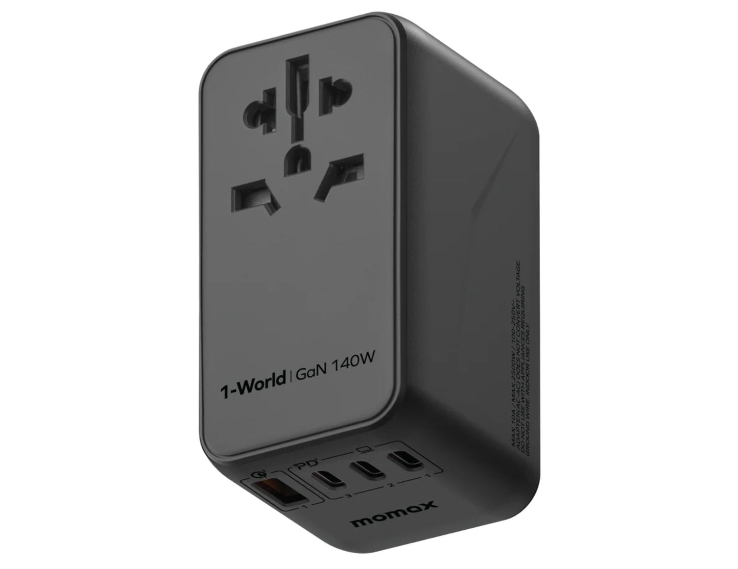 Momax 1-World Universal 4-Port Travel GaN Charger 140W + USB-C Cable (UA16UKGSD)