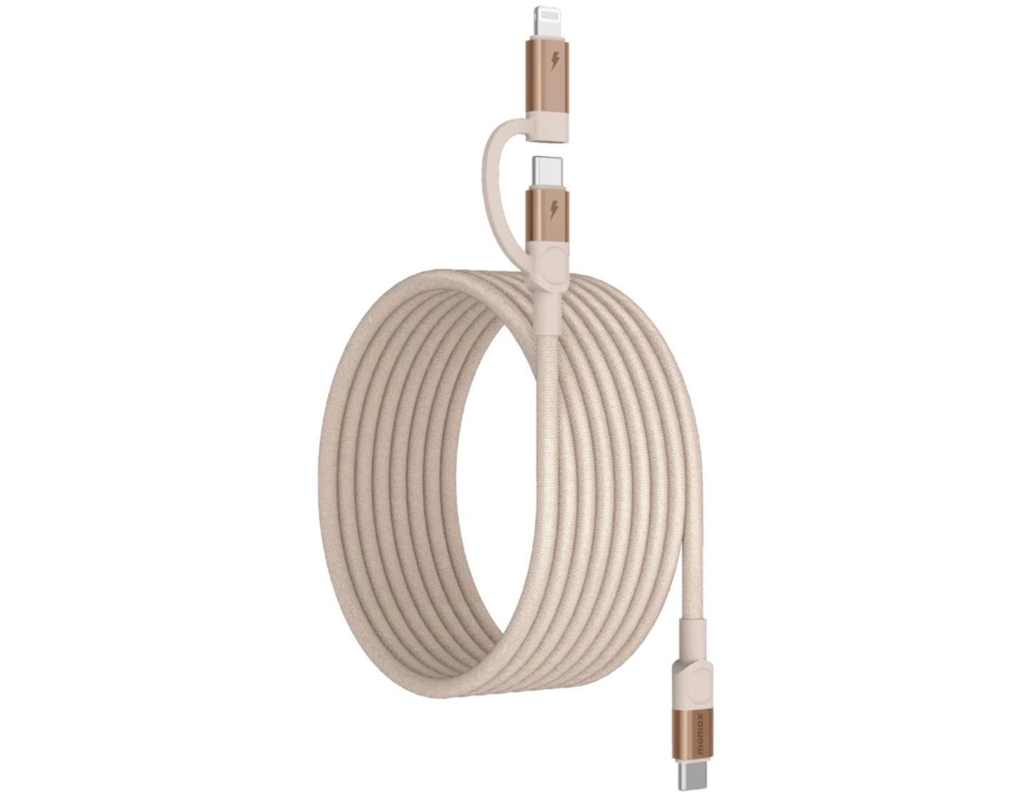 كابل موماكس ماج لينك دوو المغناطيسي 2 في 1 (من USB-C إلى USB-C وLightning) - شحن سريع 60 وات بطول 2 متر
