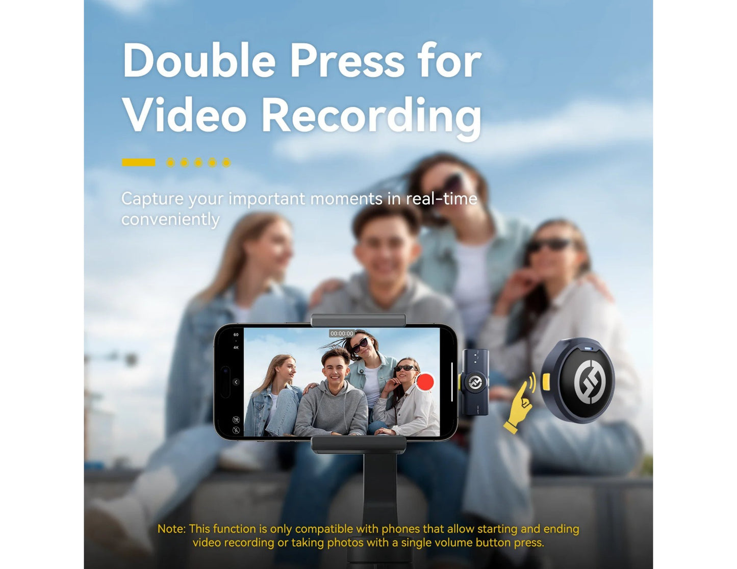 Smartphone with video recording device and people in the background