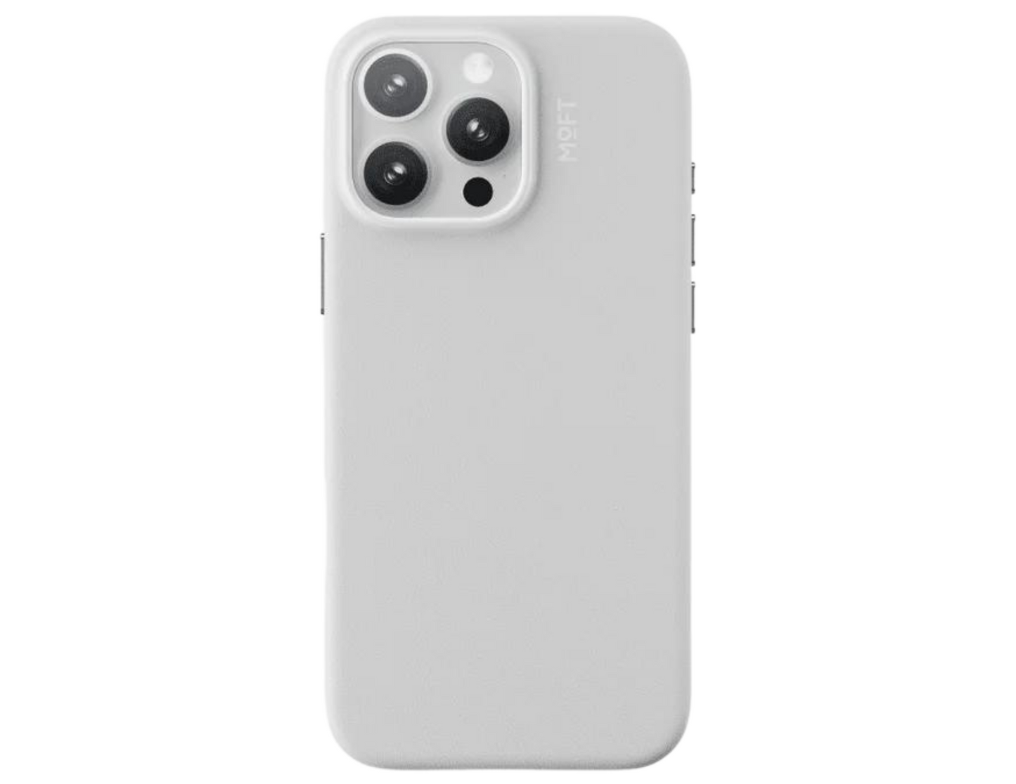 A white Moft Snap Case for iPhone 16 Series with a visible MagSafe ring on the back.