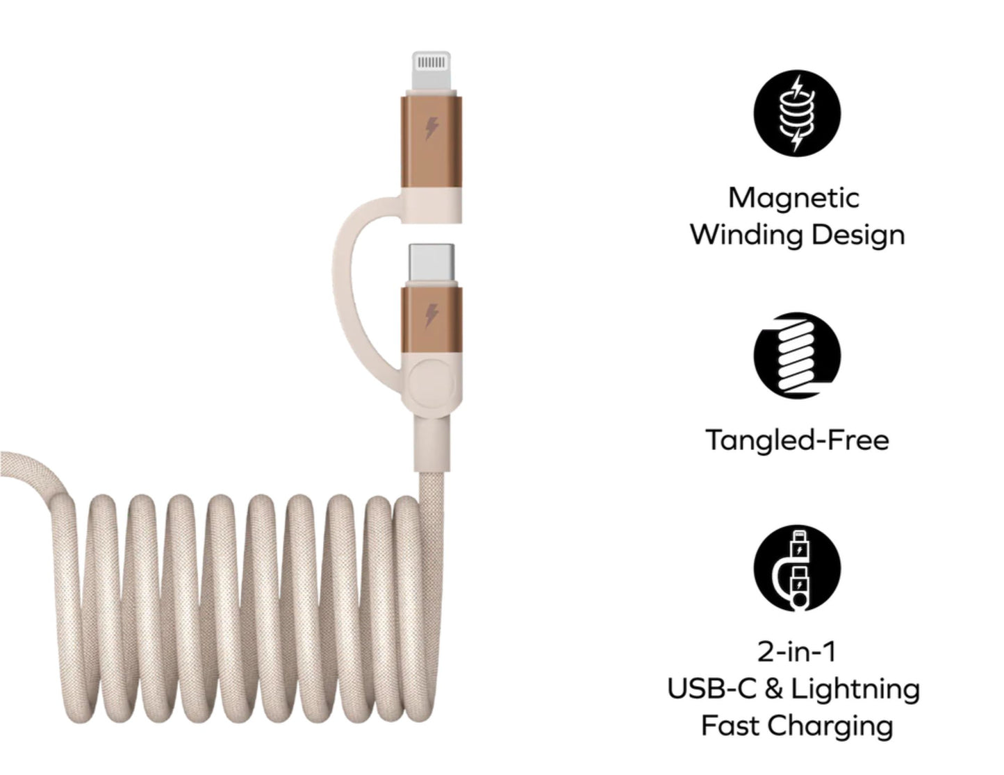 كابل موماكس ماج لينك دوو المغناطيسي 2 في 1 (من USB-C إلى USB-C وLightning) - شحن سريع 60 وات بطول 2 متر