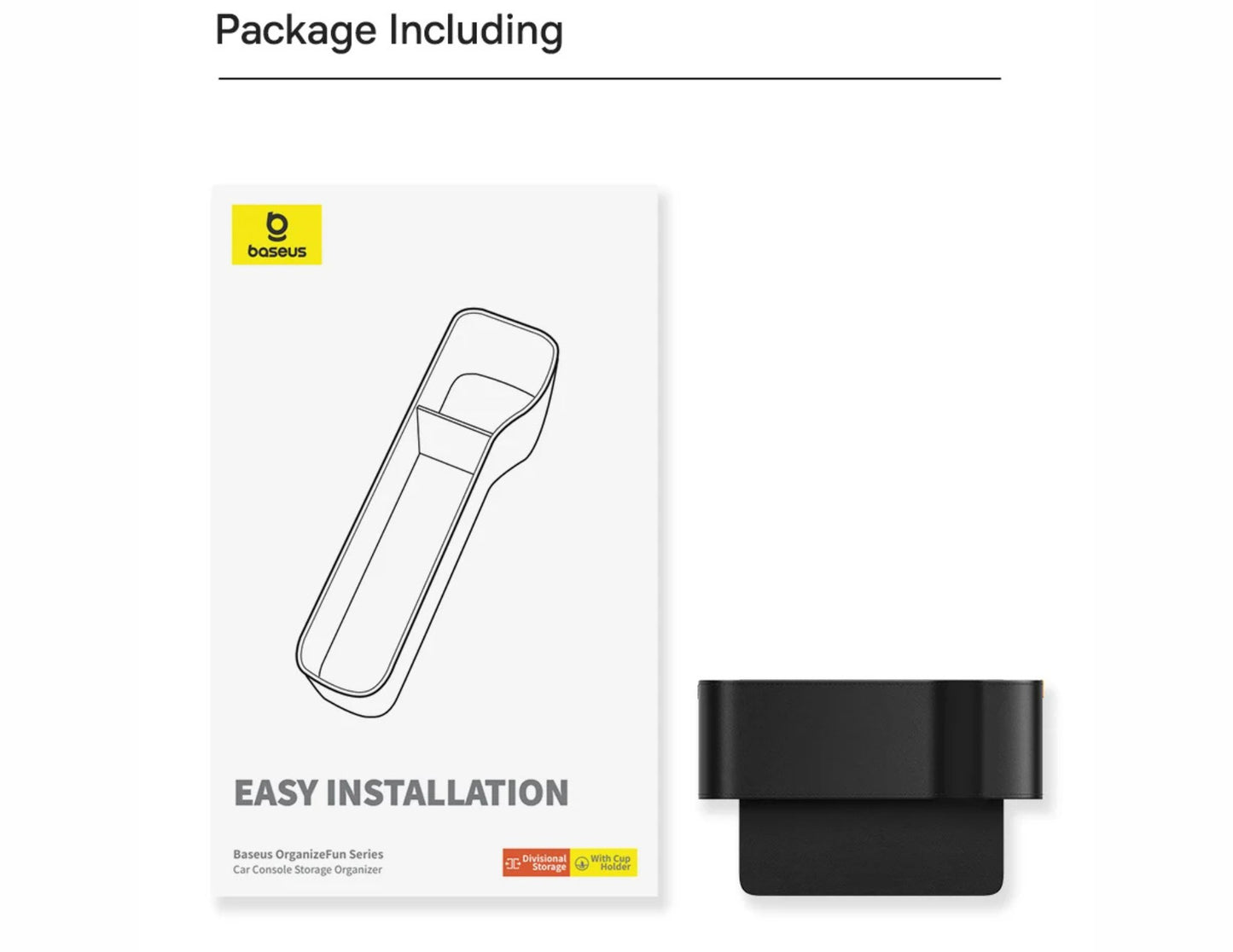 Black home organizer series product with packaging on a white background