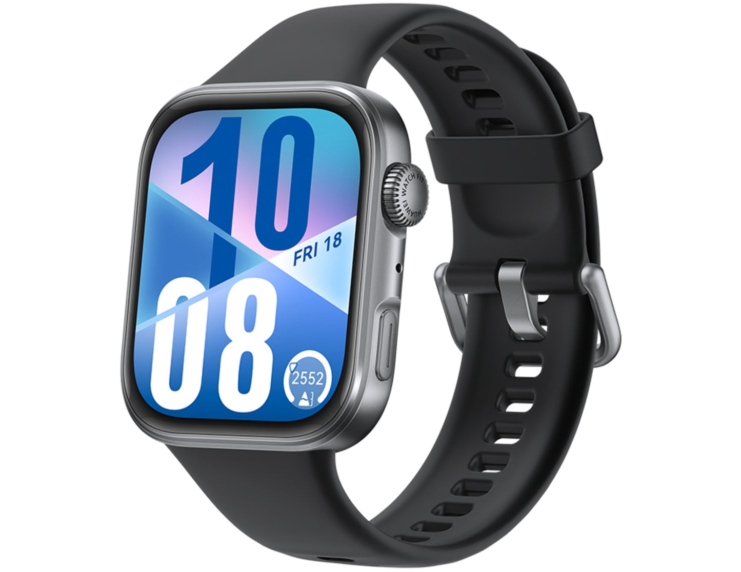 Smartwatch with a black band on a white background