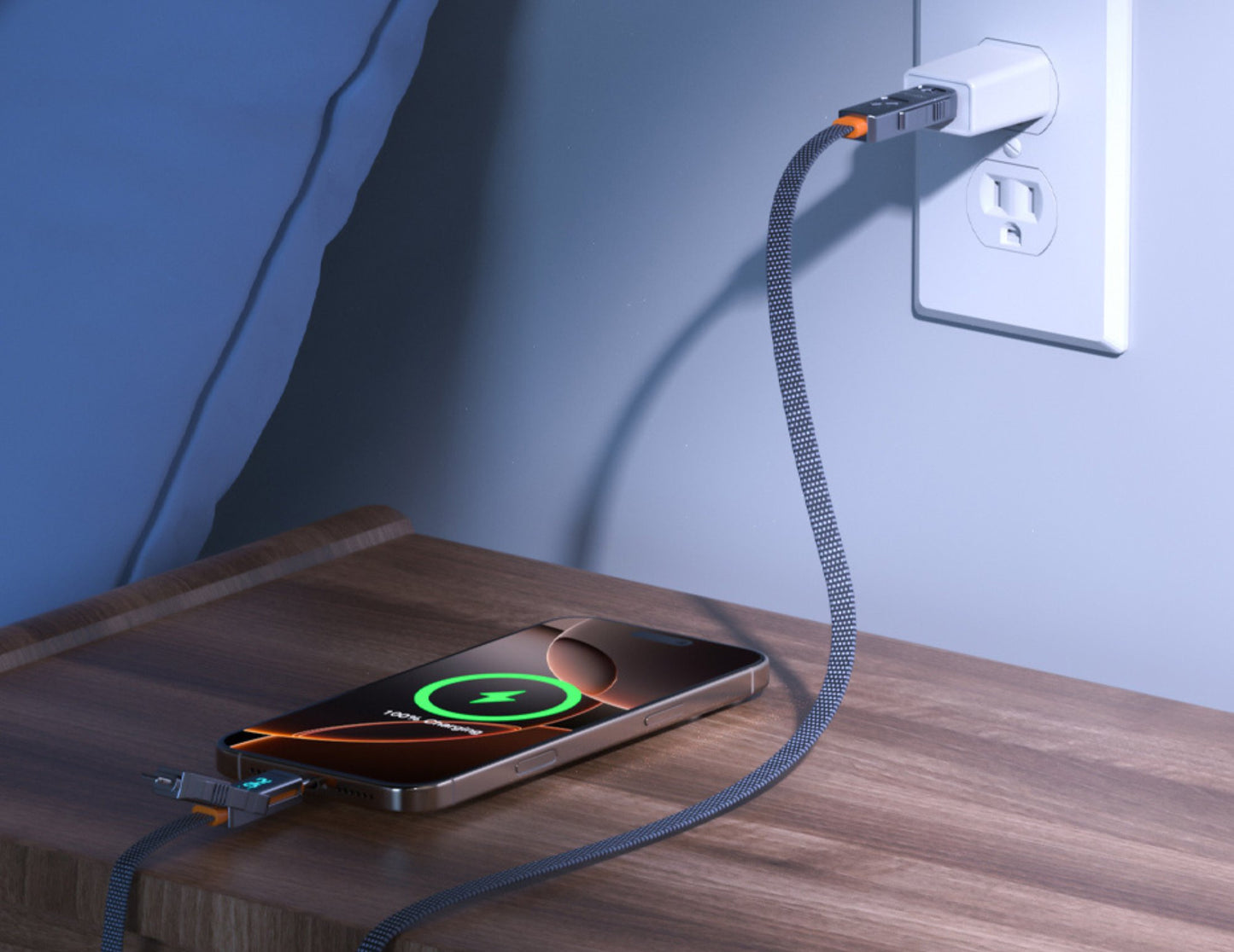 كابل شحن سريع Stellar 4 في 1 من Vyvylabs بقوة 240 واط - USB وType-C إلى C + Lightning (VCXQ-DGY)