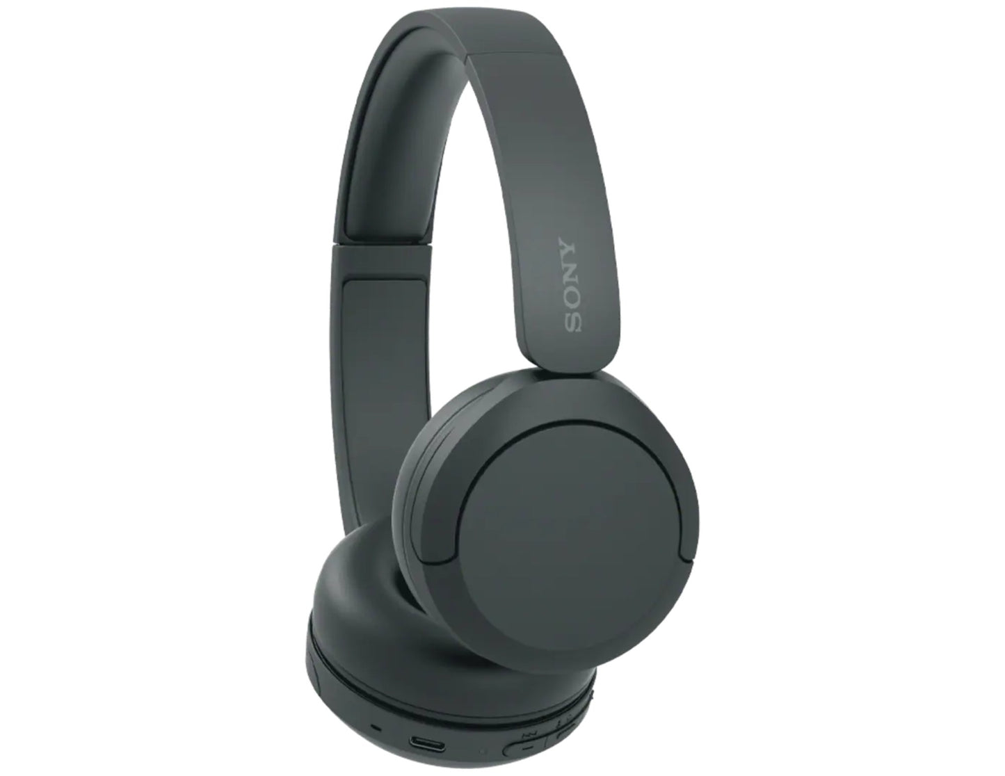 Gray Sony headphones on a white background