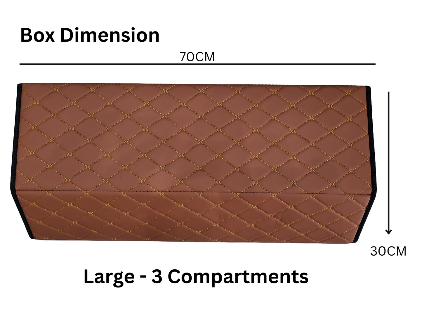 Trunk Organizer Leather Storage Box for Car - Large 3 Compartments - THABTHABA STORE