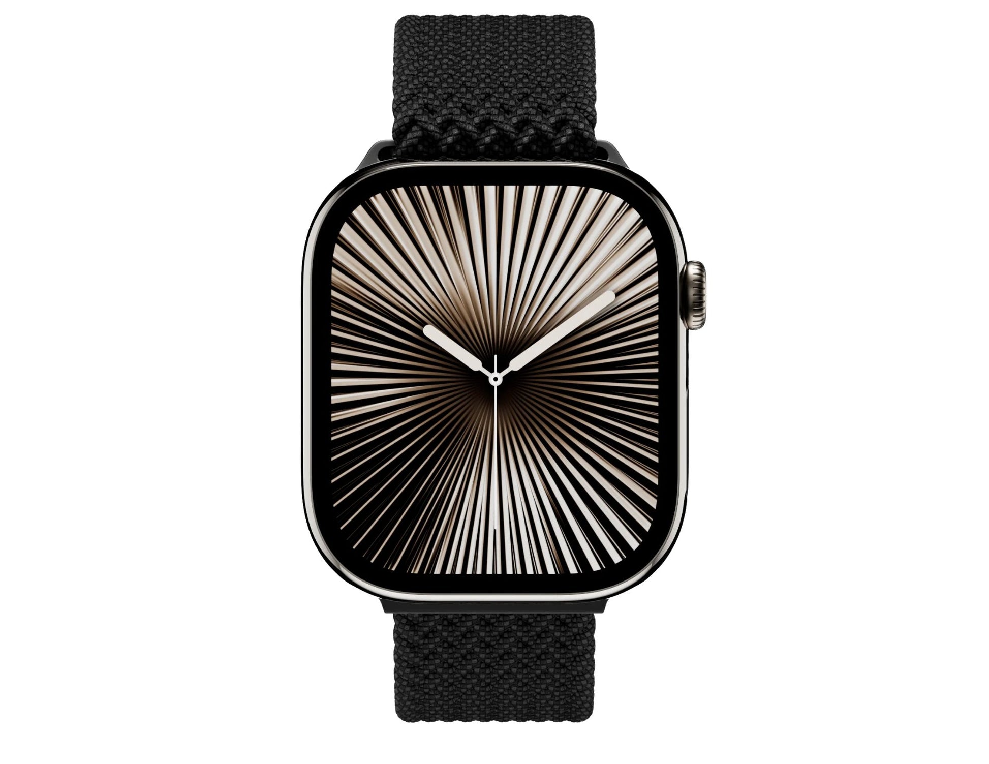 Smartwatch with black and gold design on a white background