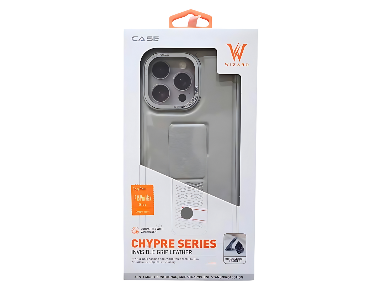 Wizard Chypre Series Invisible Grey Grip Leather Case for iPhone 15 Pro- Pro Max - THABTHABA STORE