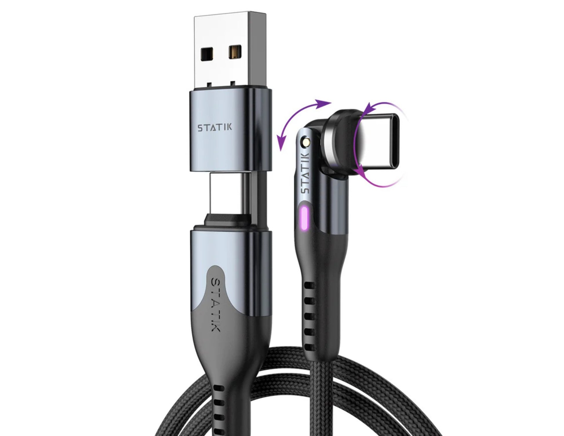 USB cable with earbud connector on a white background