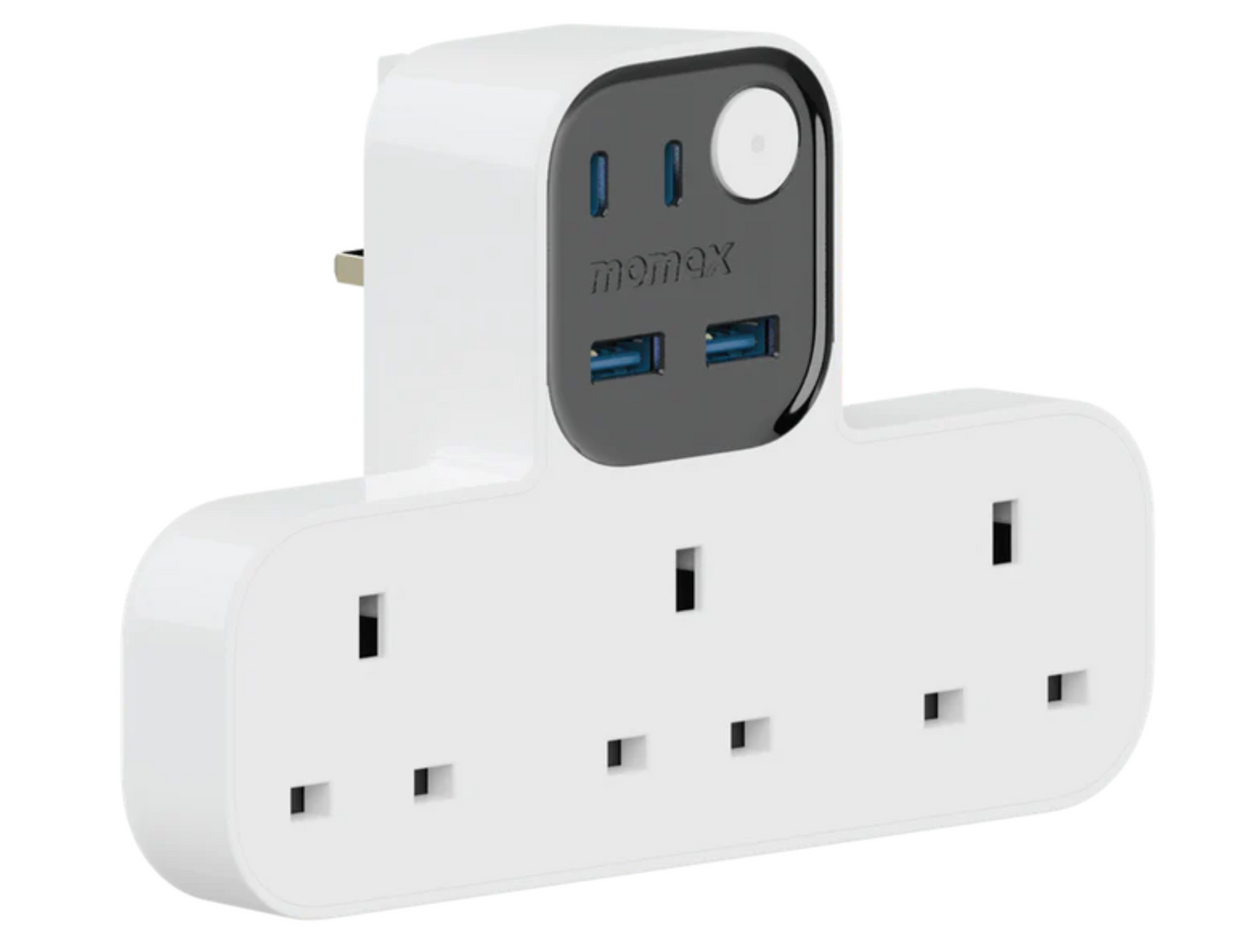 Momax 1-Charger Work Flow T-Shaped Extension with 3 Sockets & USB Ports