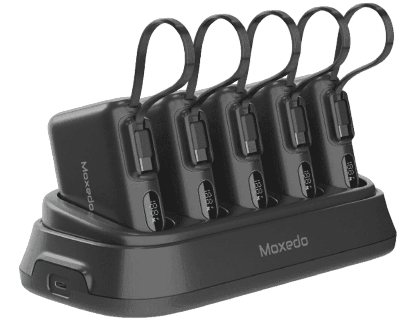 مجموعة بطاريات مجلس باور بانك Moxedo Combo 5x 10,000mAh مع قاعدة شحن - MX-PBH038-DS