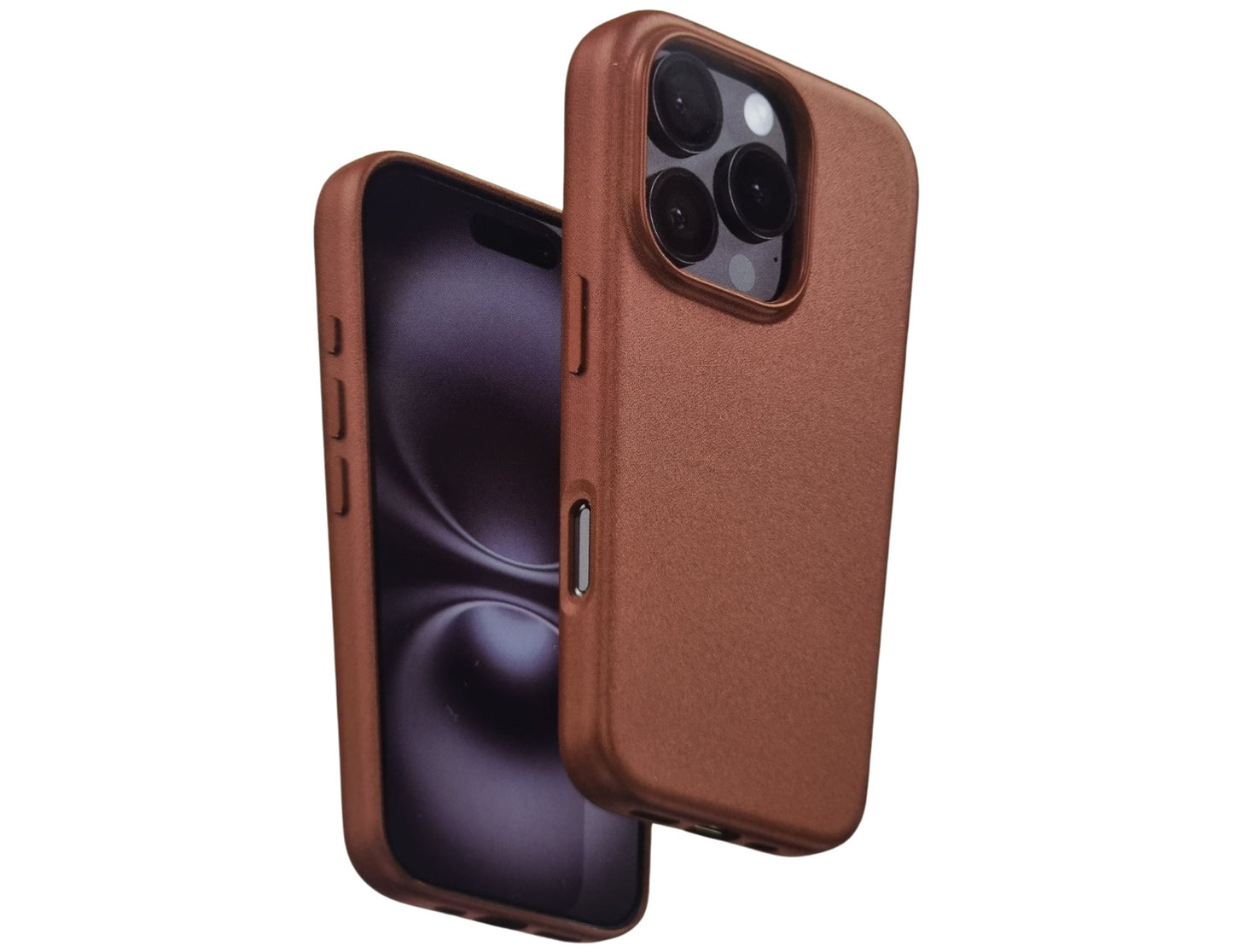 Brown phone case on a white background