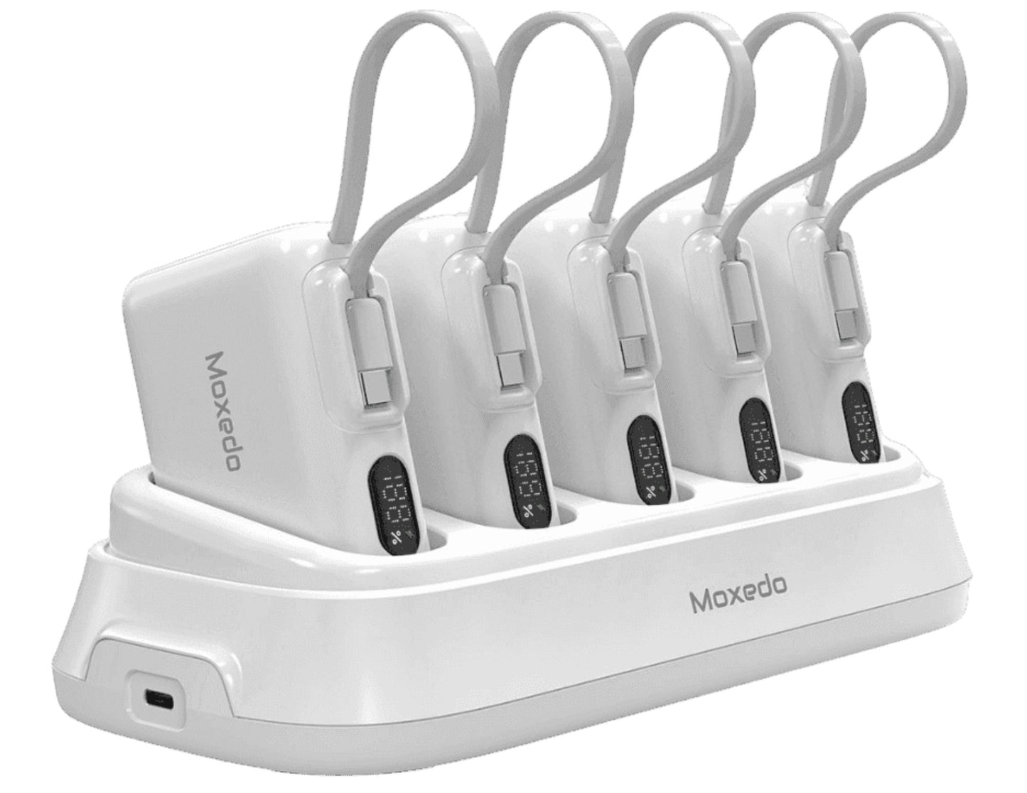 مجموعة بطاريات مجلس باور بانك Moxedo Combo 5x 10,000mAh مع قاعدة شحن - MX-PBH038-DS