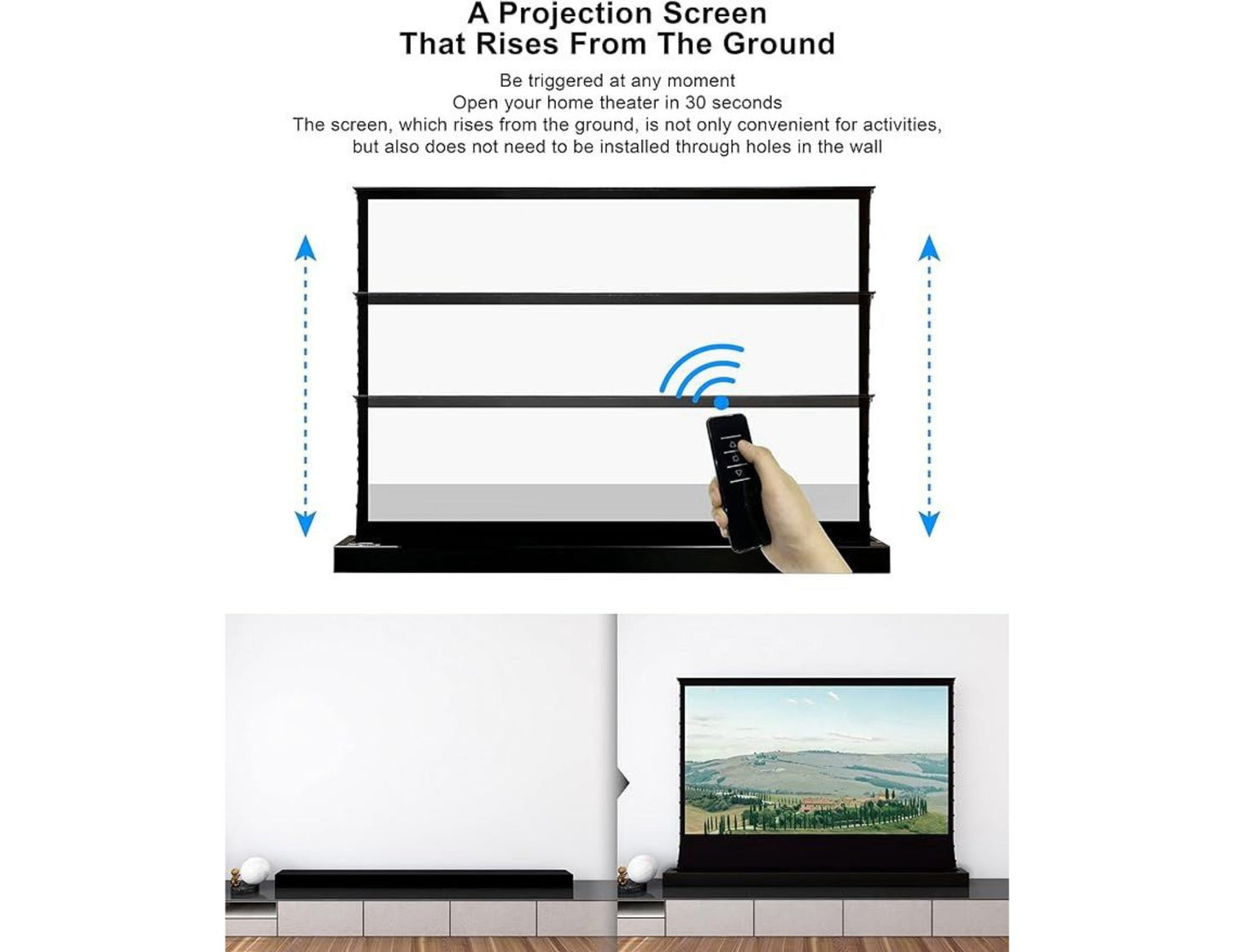 Electric Floor Rising Projector Screen