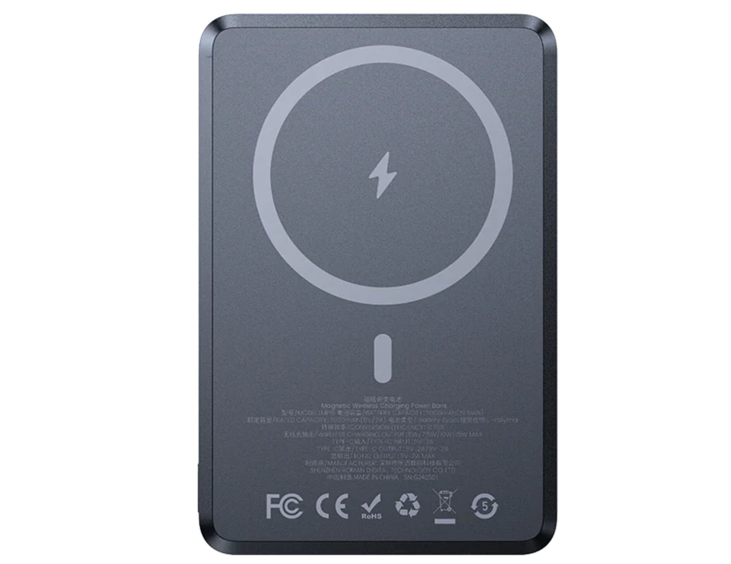 Wireless charging pad with lightning bolt symbol on a white background