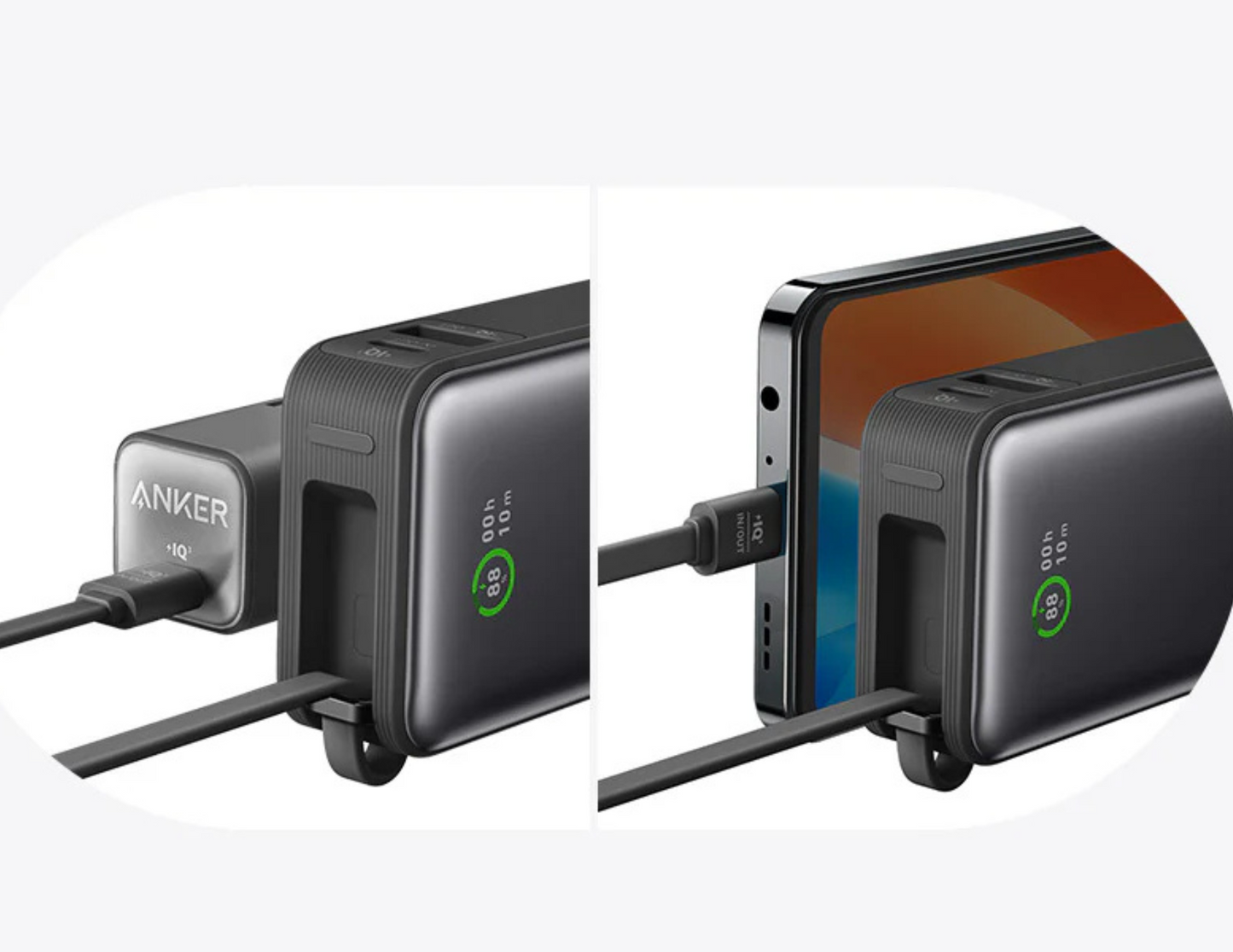 بنك الطاقة أنكر نانو (30 واط، كابل USB-C مدمج) A1259H11 حجر أسود