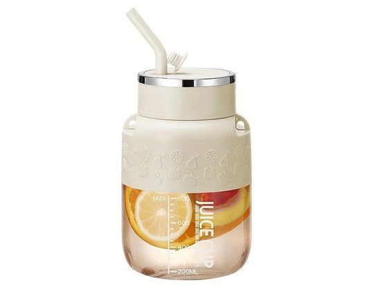 Juice container with a straw lid on a white background