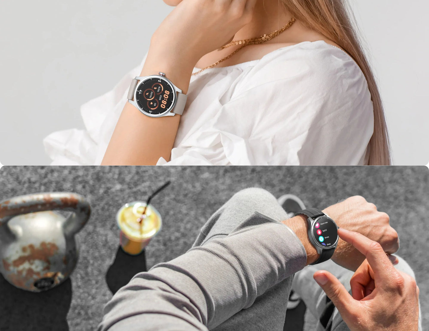 Smartwatch on a wrist with a neutral background