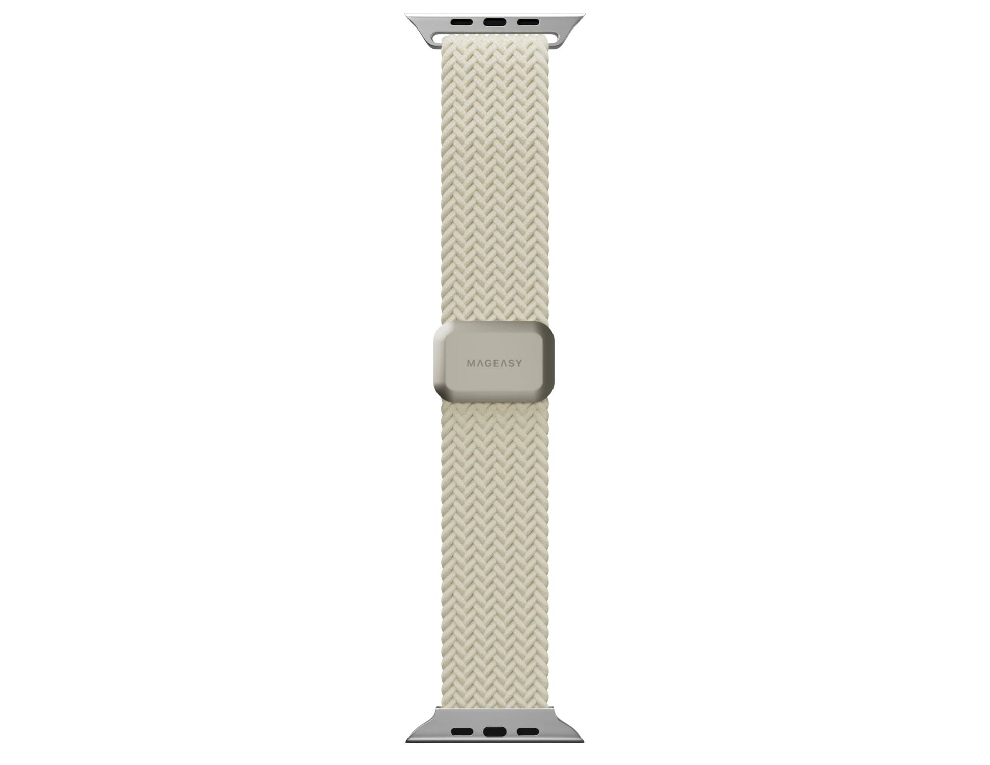Beige patterned watch band on a white background
