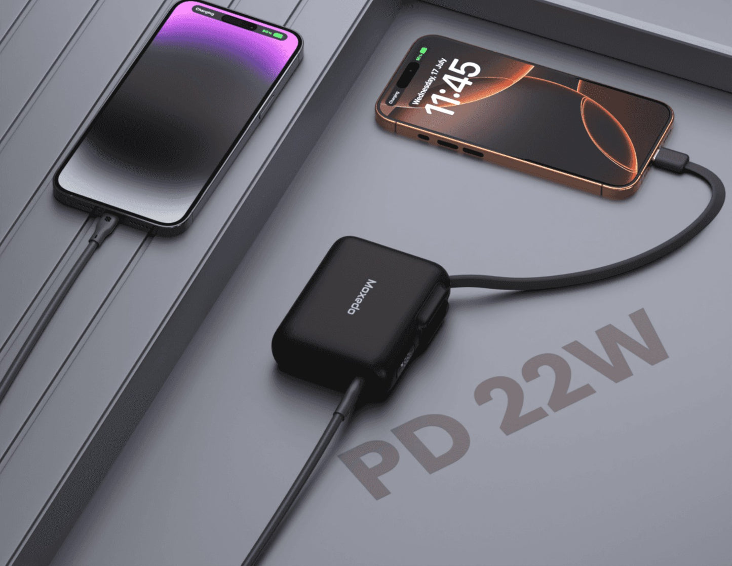 مجموعة بطاريات مجلس باور بانك Moxedo Combo 5x 10,000mAh مع قاعدة شحن - MX-PBH038-DS