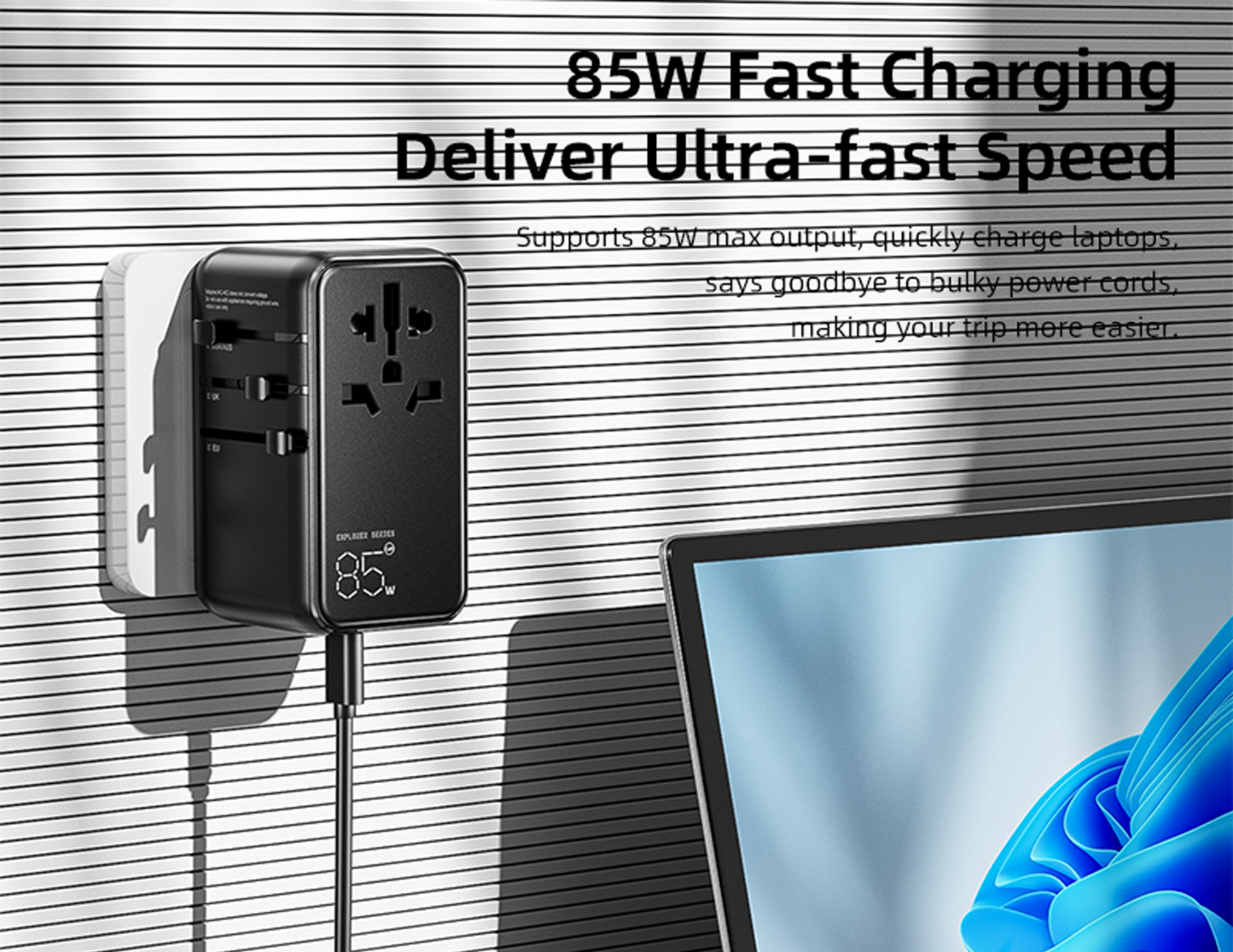 Vyvylabs Explorer Series GaN 85W Fast Charger Travel Adapter - 4 Ports