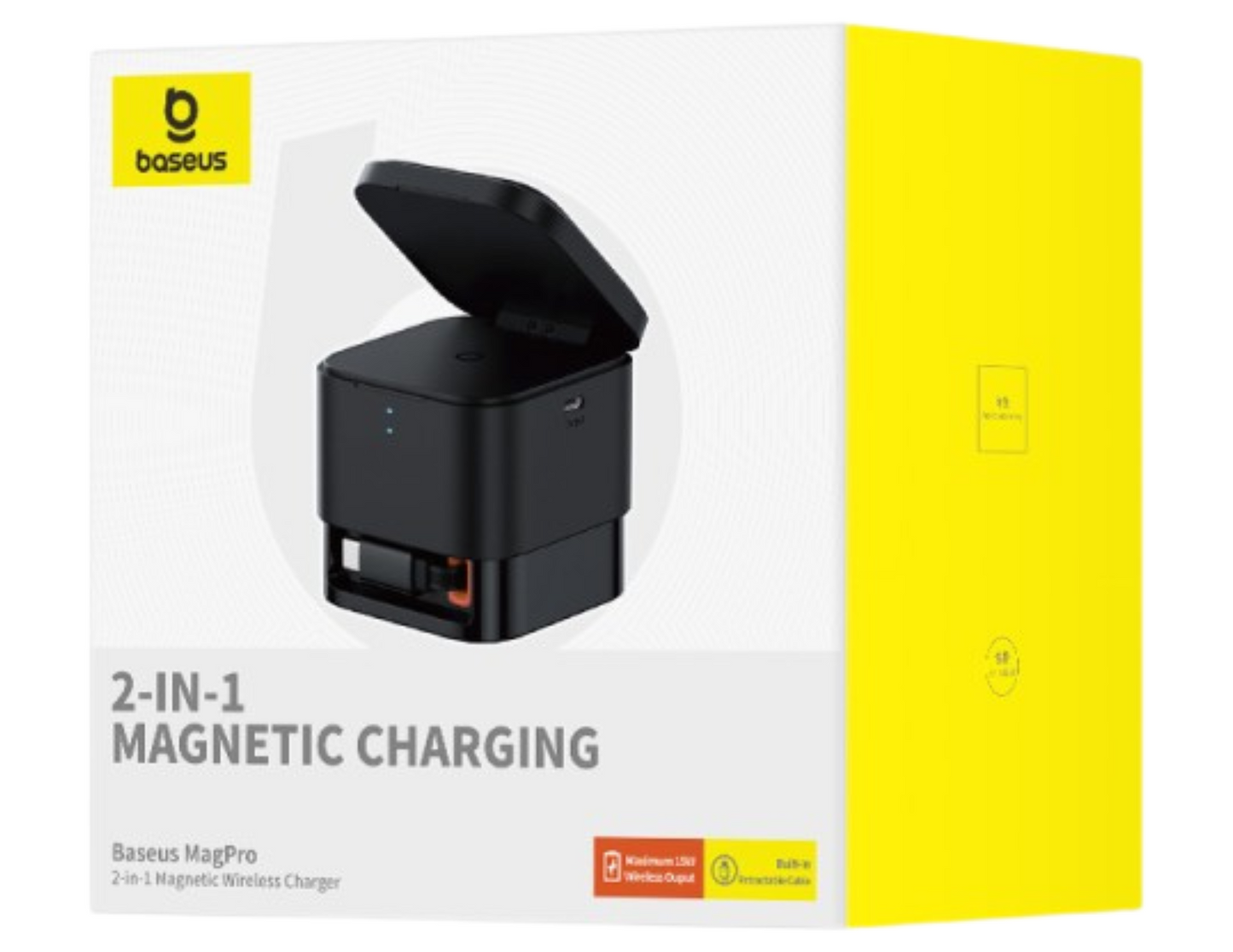 شاحن لاسلكي مغناطيسي 2 في 1 من Baseus MagPro (25 واط، USB-C) - أسود P10264100121-00