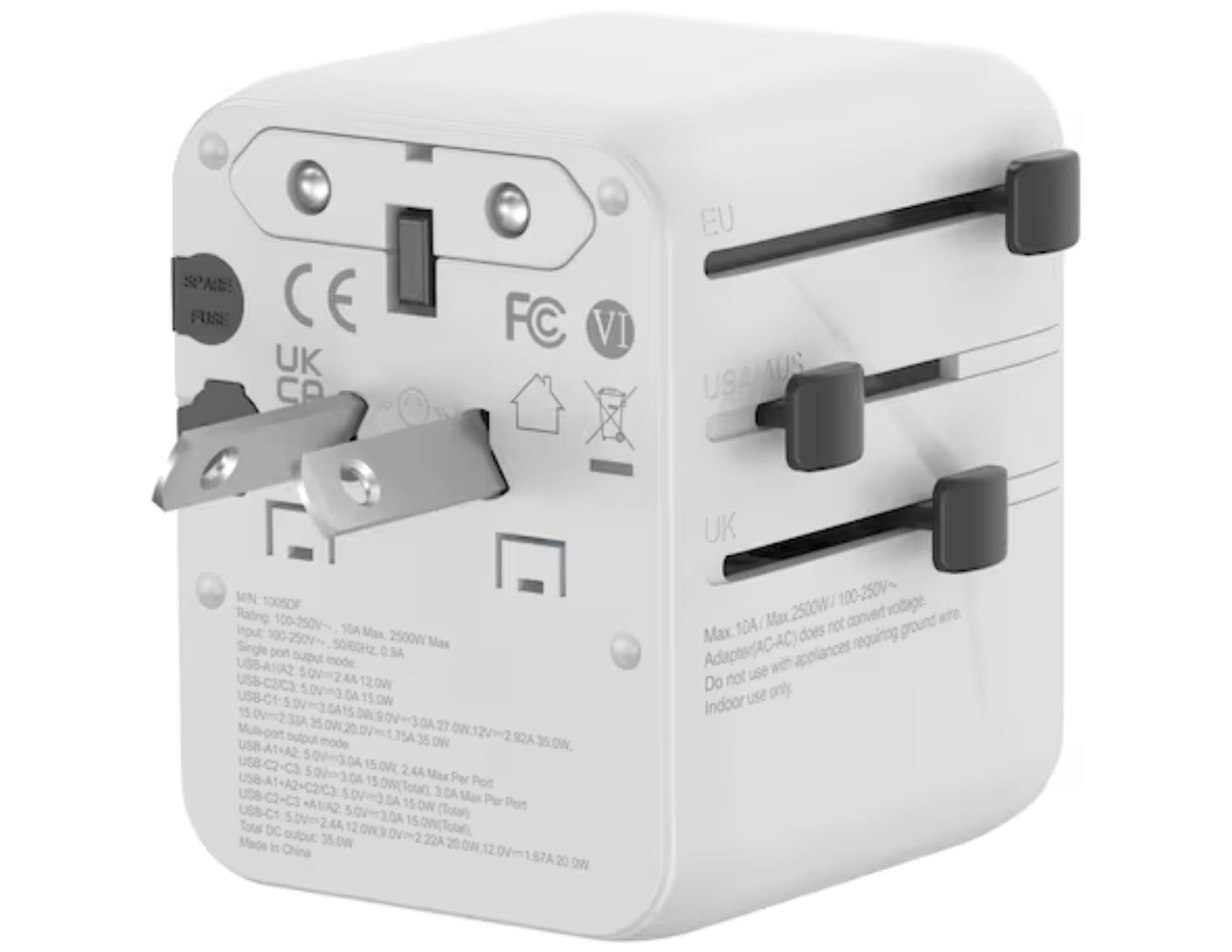 White Swiss Military 70W GaN III Travel Charger with 3 USB-C PD & 2 USB-A Ports + 1M USB-C Cable – SM-TC-70W-GaN-MINI-WLD-WHI on a white background