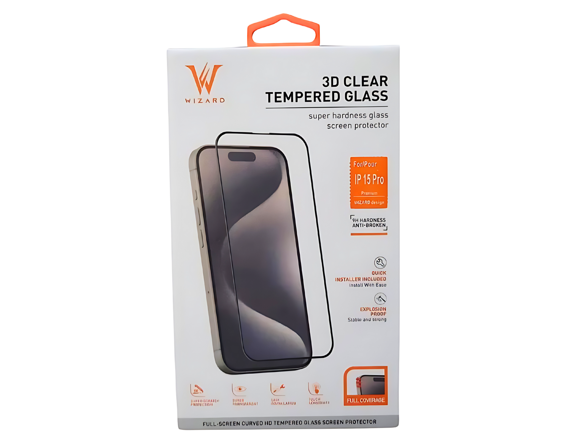 Wizard 3D Clear Tempered Glass for iPhone 14 Pro- Pro Max ,  iPhone 15 Pro- Pro Max - THABTHABA STORE