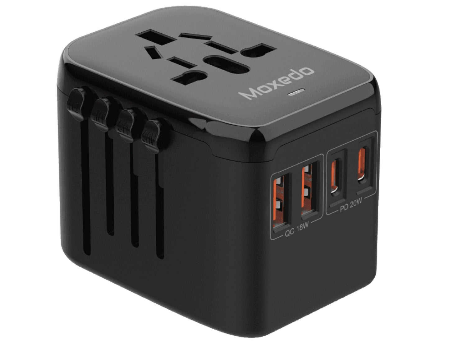 Moxedo Ultimate Travel Tech Bundle – Open Ear Earbuds + 20W Global Adapter + 20,000mAh Power Bank
