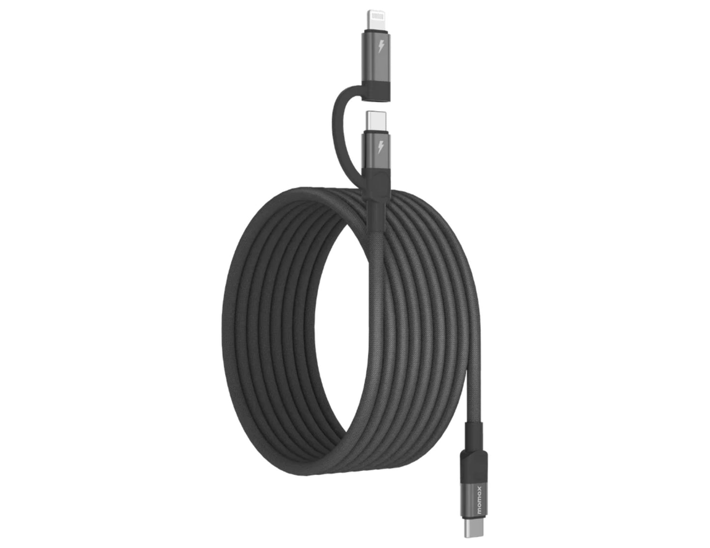 كابل موماكس ماج لينك دوو المغناطيسي 2 في 1 (من USB-C إلى USB-C وLightning) - شحن سريع 60 وات بطول 2 متر