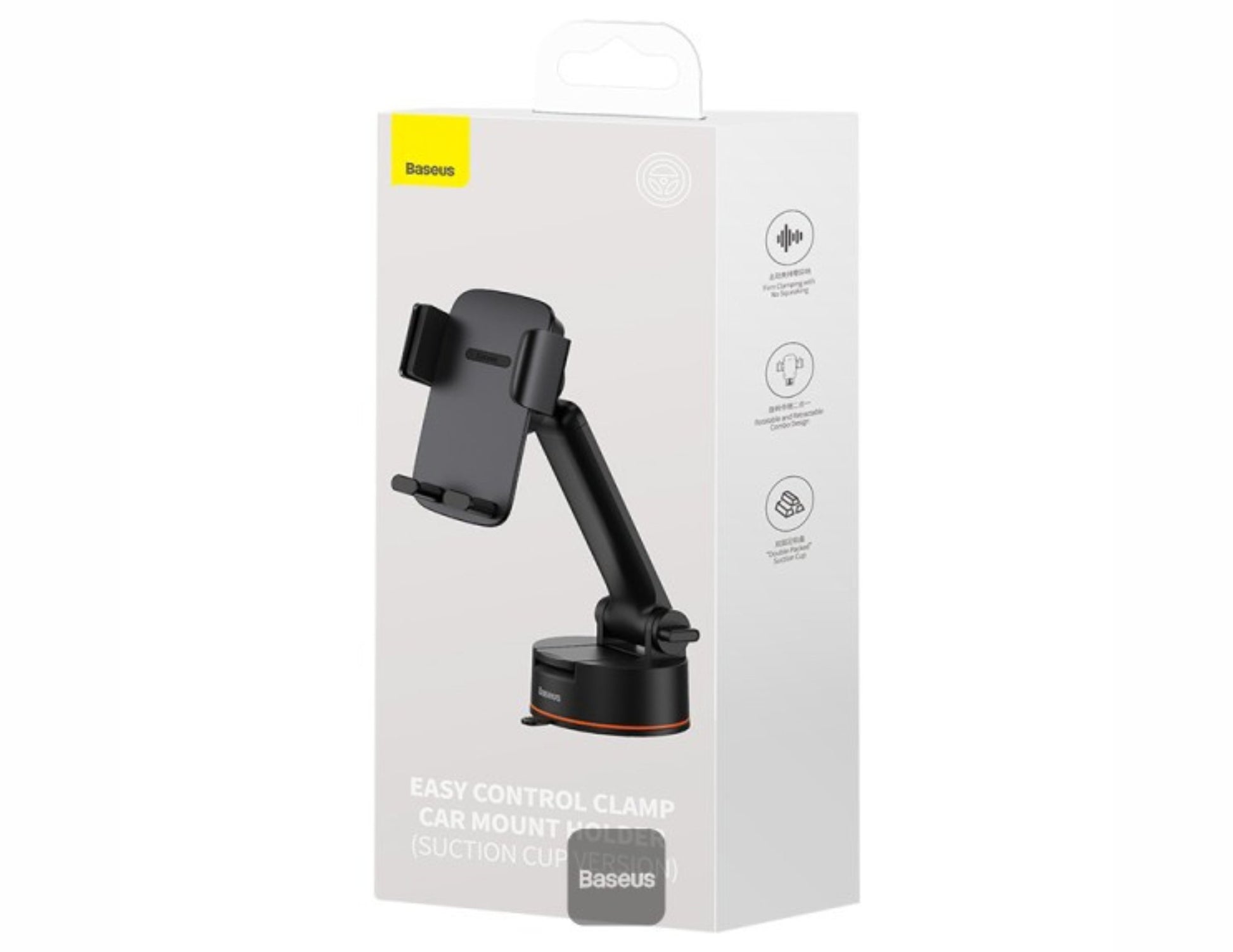 Baseus car mount phone holder packaging on a white background