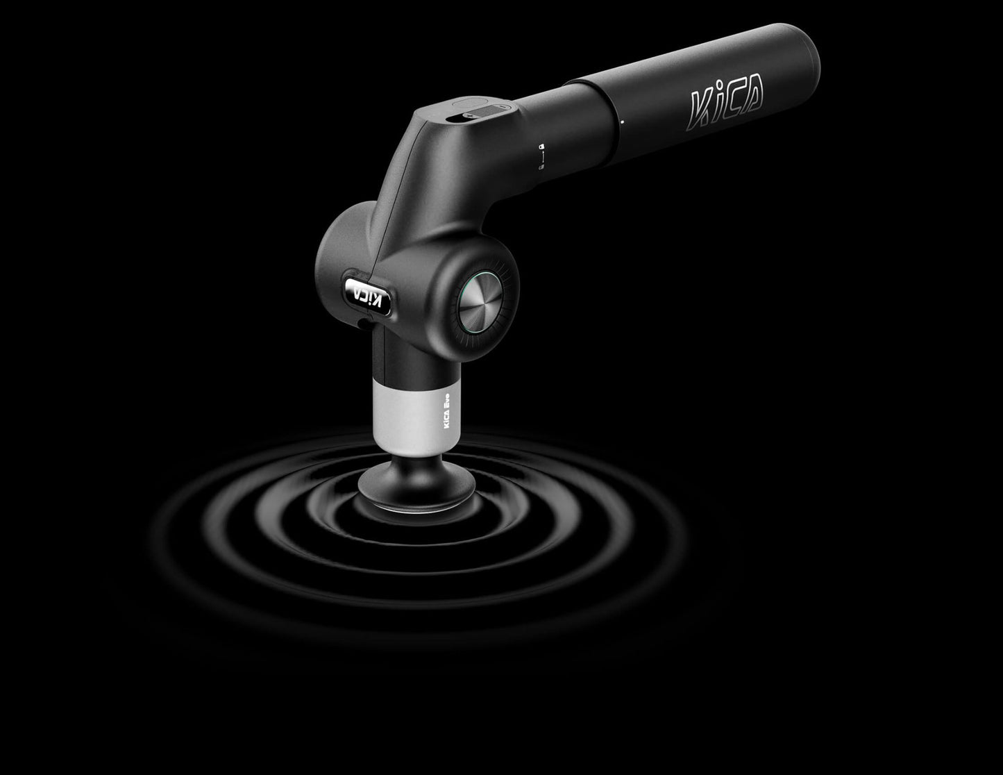 Black Kica Evo Fascia Massage Gun on a black background