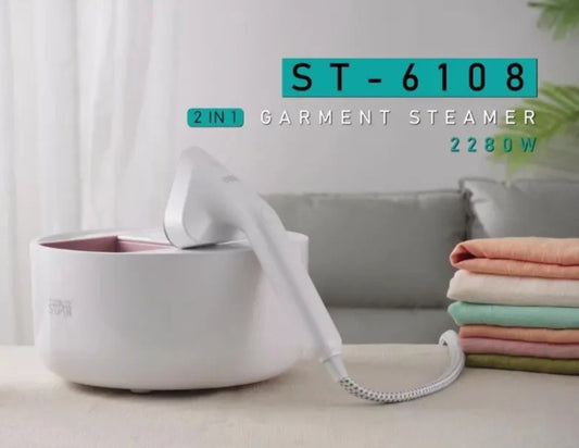 مكواة بخار الملابس 2 في 1 من وينينج ستار، 2280 واط، مع خزان سعة 600 مل - ST-6108