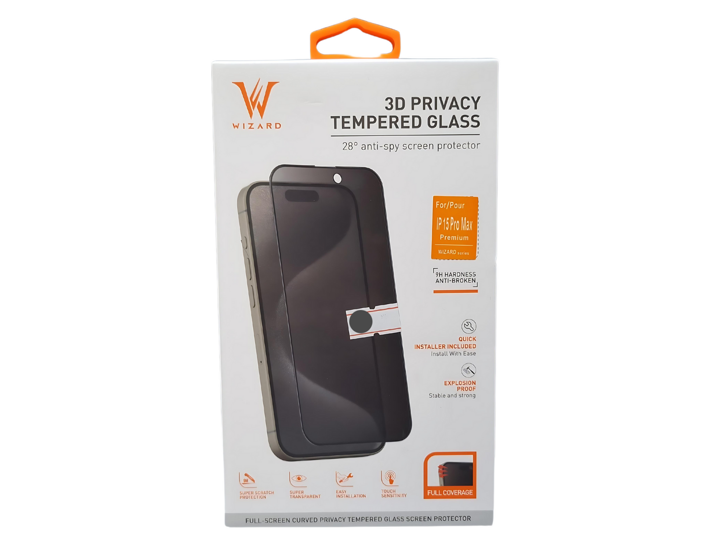Wizard 3D Privacy Tempered Glass for iPhone 14 Pro- Pro Max , iPhone 15 Pro- Pro Max - THABTHABA STORE