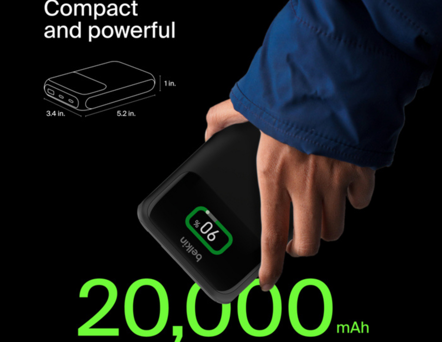 Belkin BoostCharge Pro 3-Port Laptop Power Bank 20K +