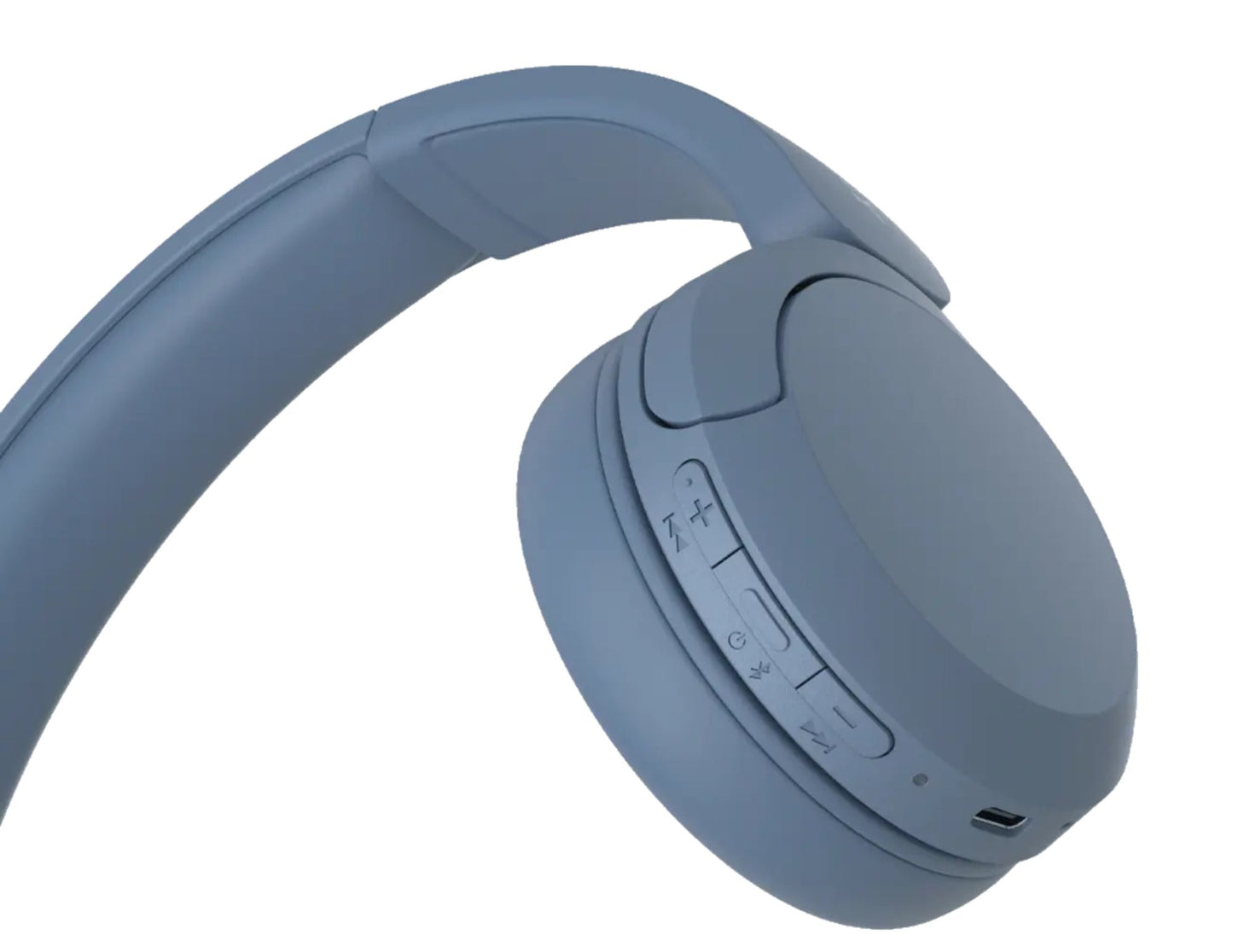 Blue headphones on a white background