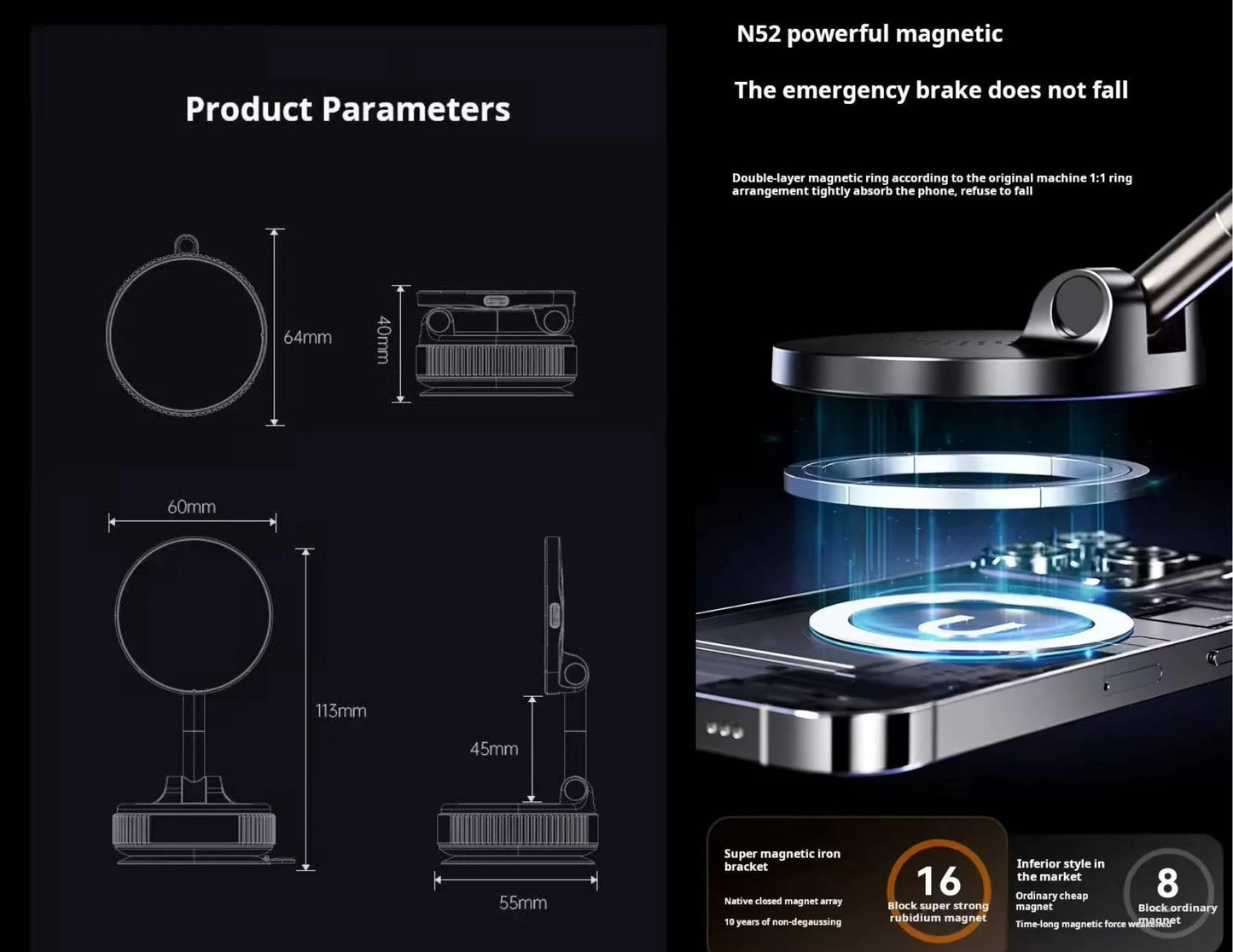 Wizard Vacuum Wireless Charging Bracket CH-95
