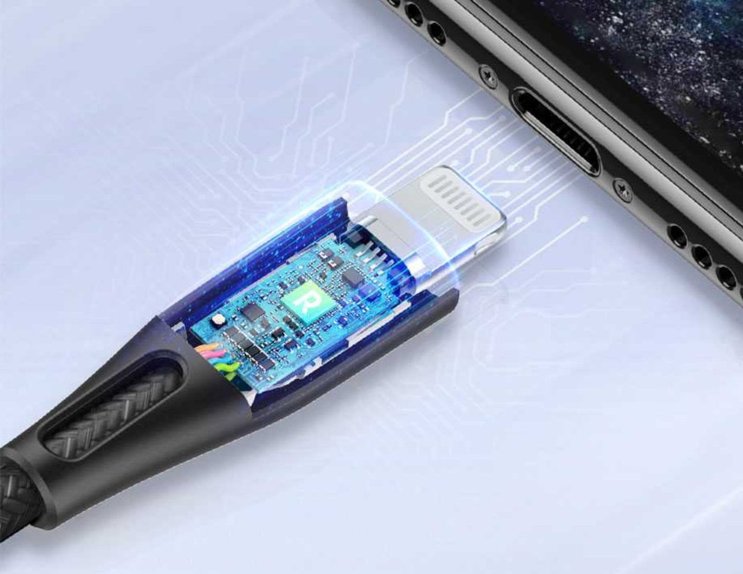 كابل RAVPower RP-CB1003 بطول 0.3 متر من النوع C إلى Lightning مضفر من النايلون - شحن سريع PD