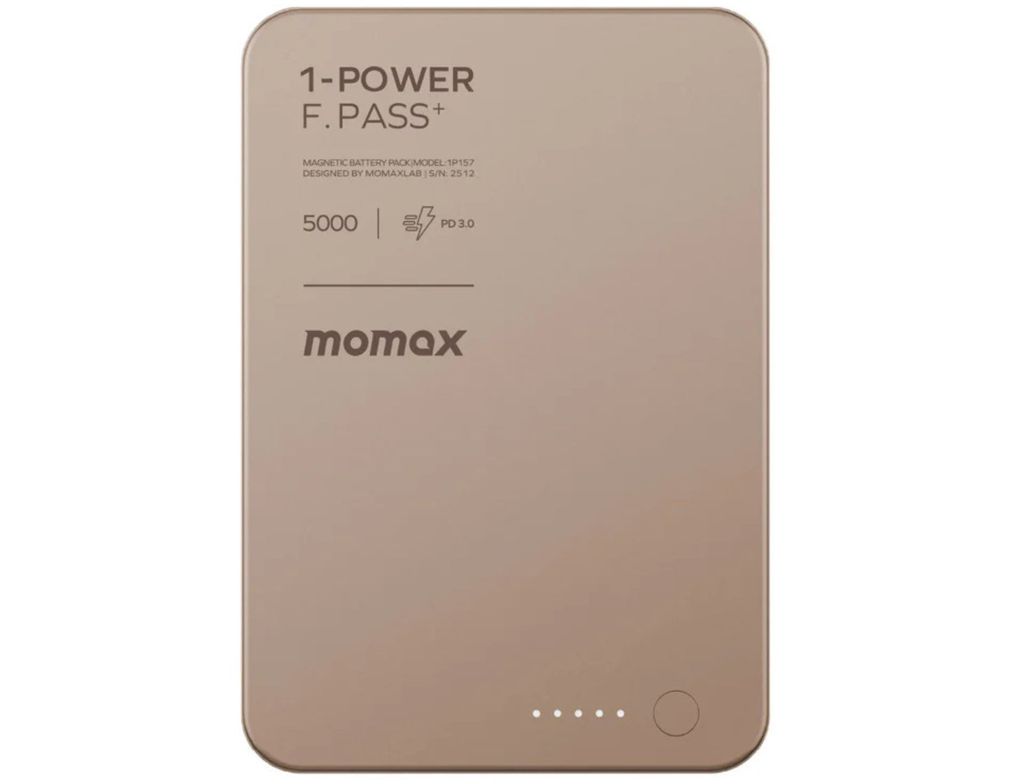 Momax F.Pass+ 5000mAh Magnetic Power Bank with USB-C Cable, 20W Fast Charging, Ultra-Slim Design