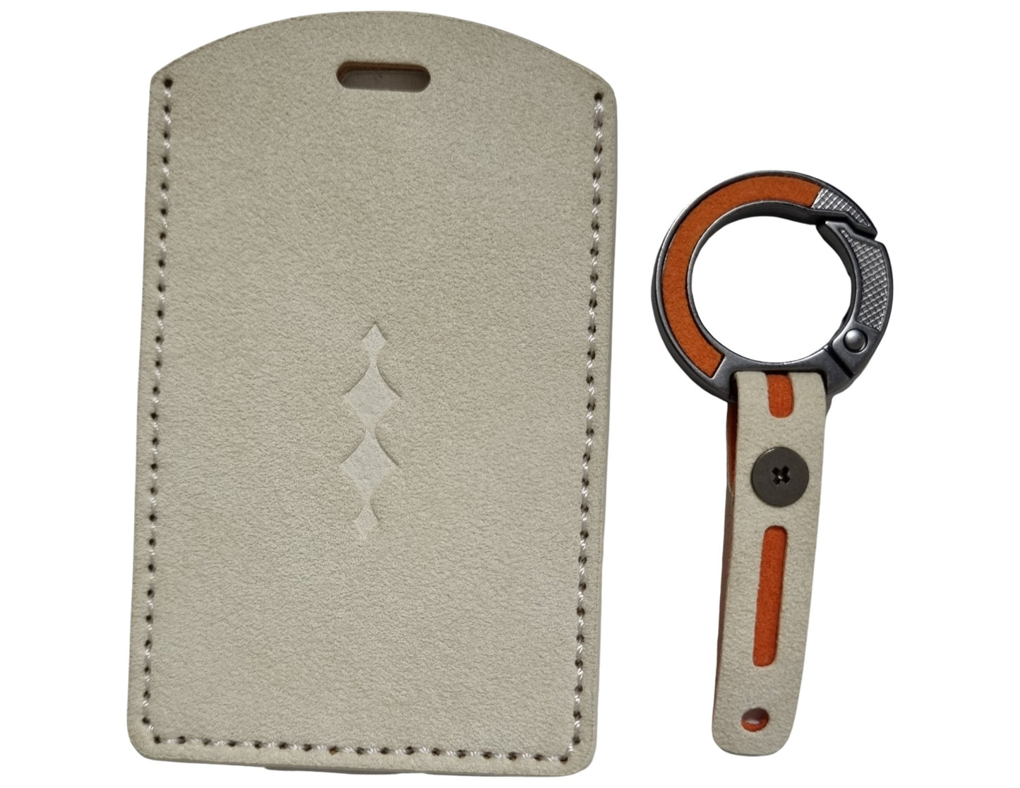 Beige BYD Smart Card Cover – Alcantara Material on a white background