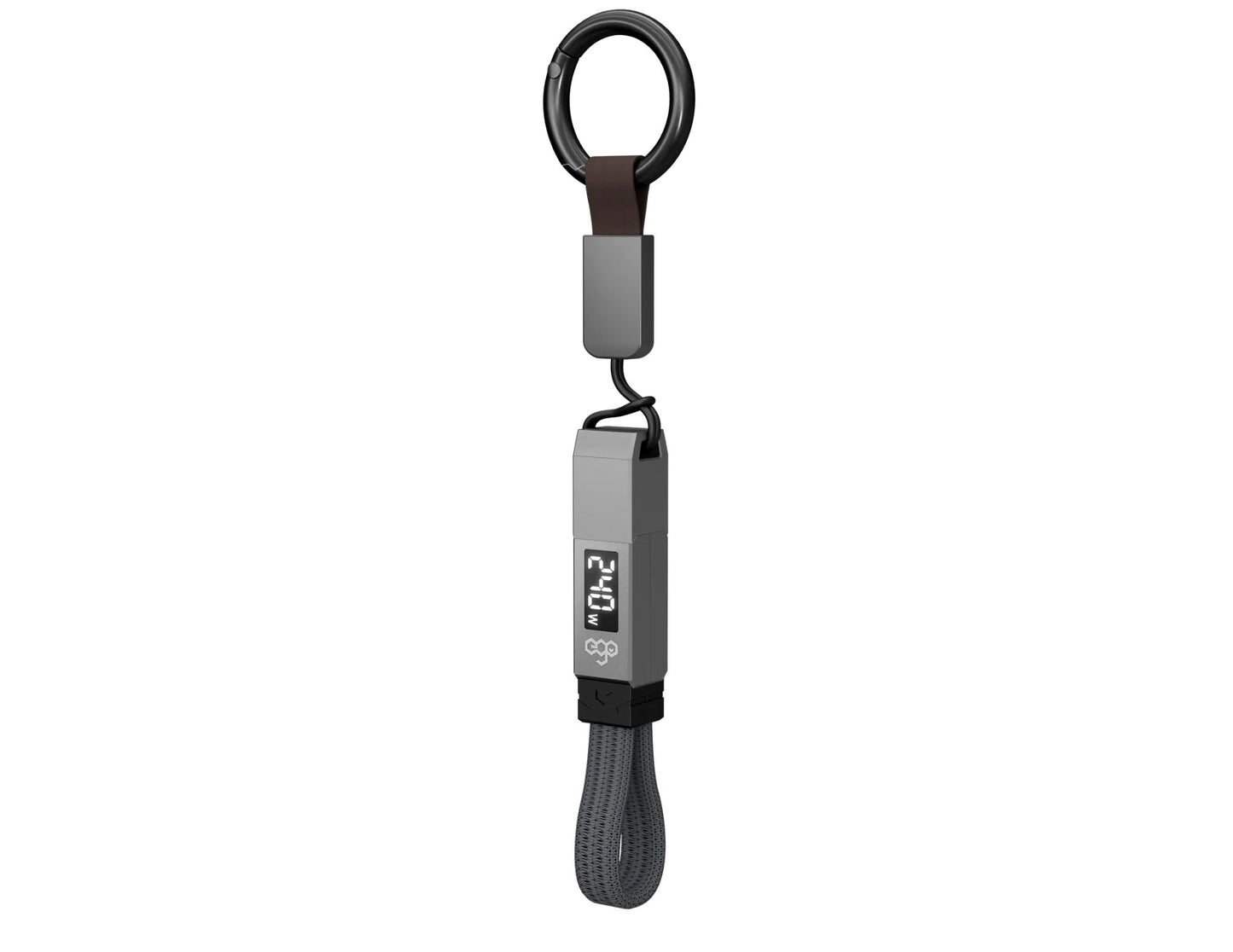 Keychain with a digital display on a white background