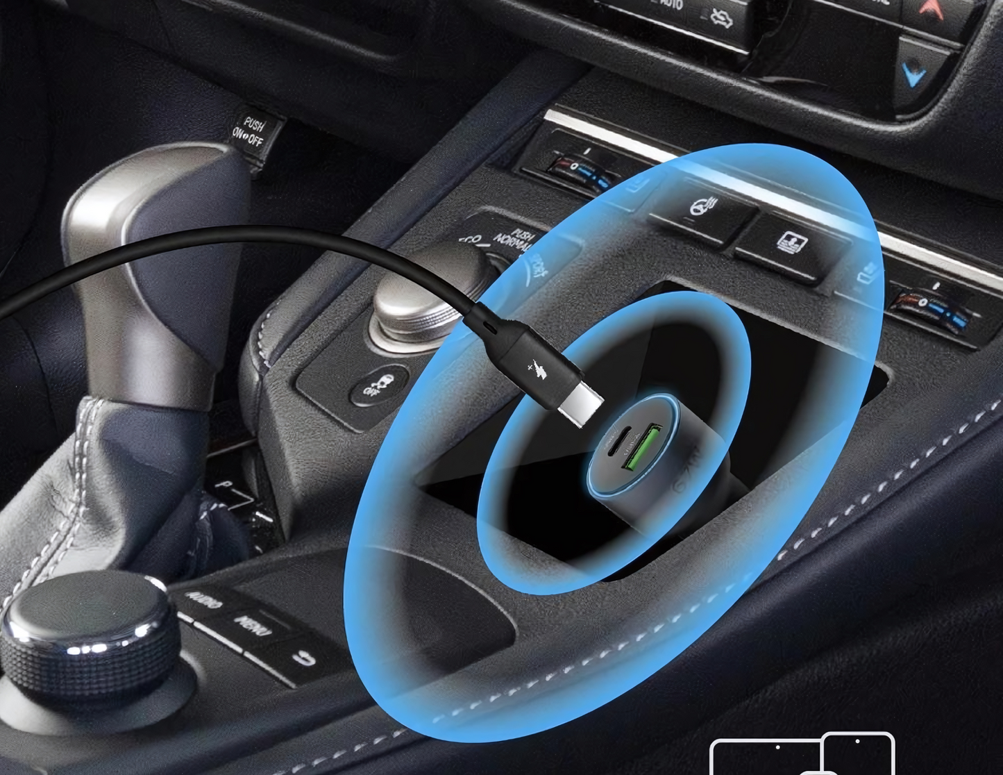 Momax MoVe | Dual-Port Car Charger + Charging Cable Type C to Type C (67W) - THABTHABA STORE