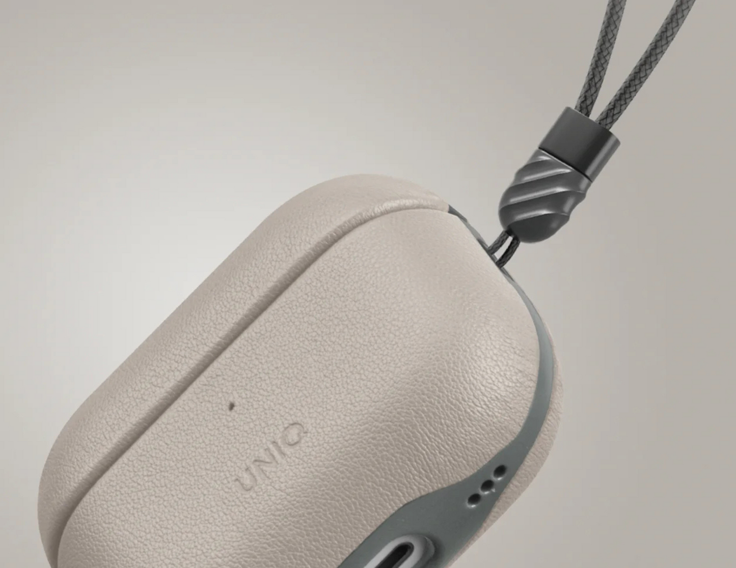 Uniq Lyden Duo Series Vegan Leather Case (Grey) for AirPods (4th Gen)
