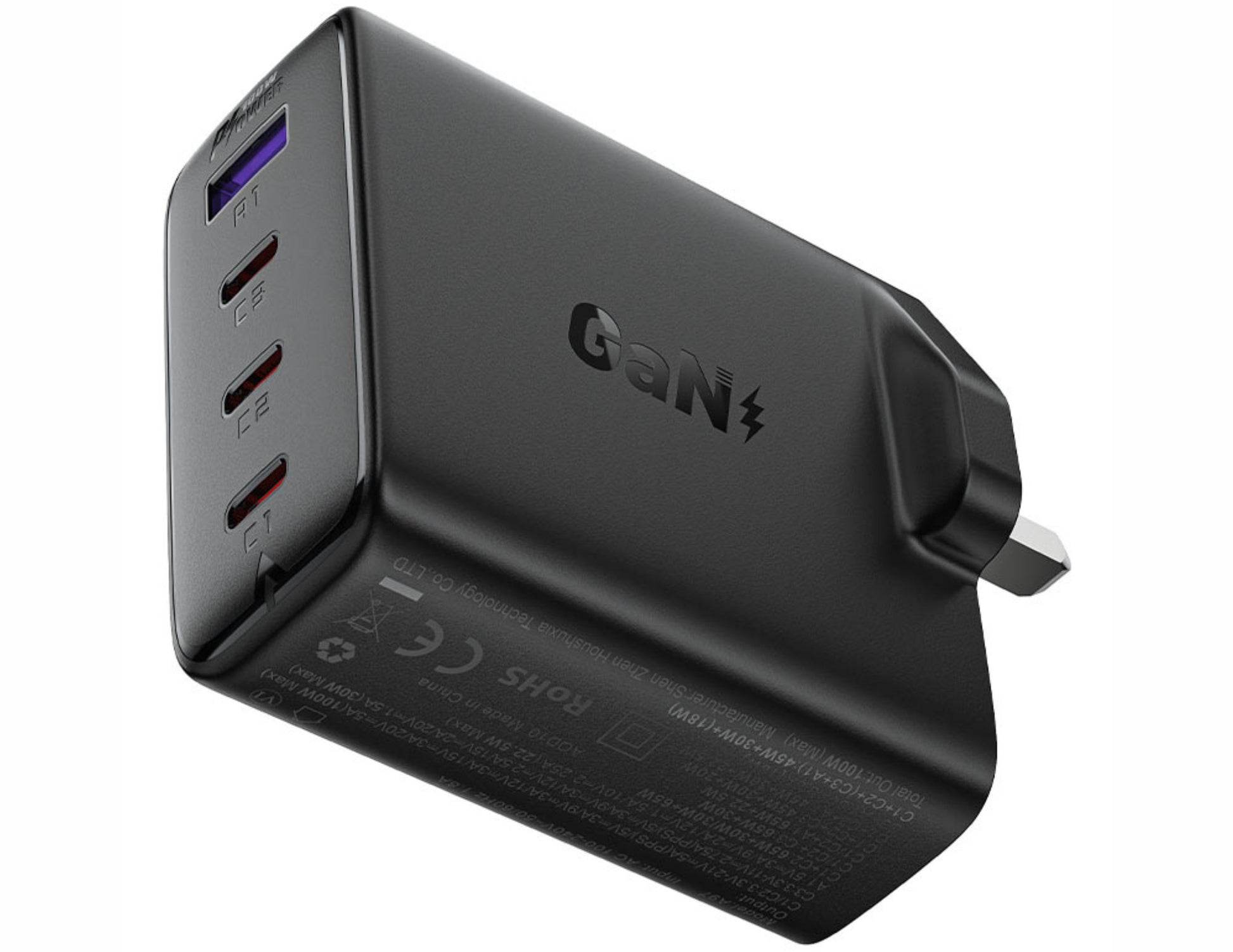 Acefast A97 100W GaN Wall Charger with multiple ports on a white background