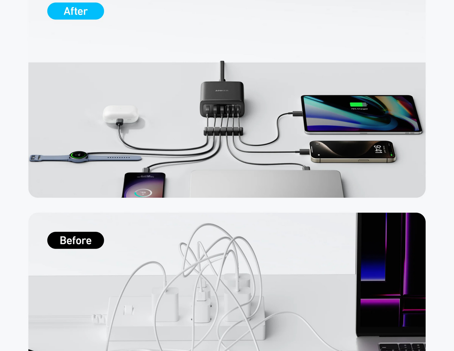 Anker 112W 6-Port Multi-Device Fast Charger with GaN Technology (A2154K11)